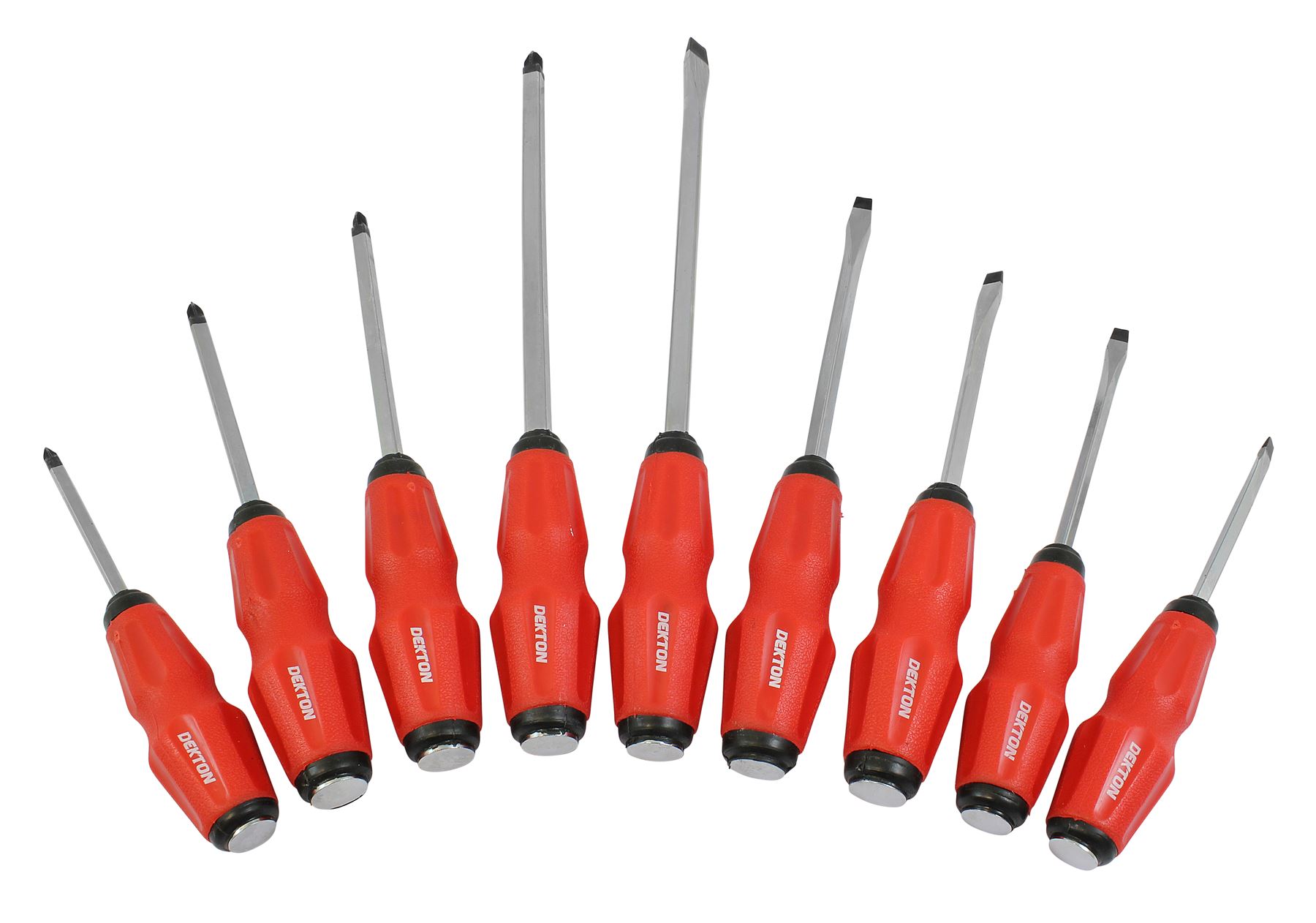 9PC SOFT GRIP GO THROUGH SCREWDRIVER SET MAGNETIC TIPS IMPACT CAPS FLAT POZI*
