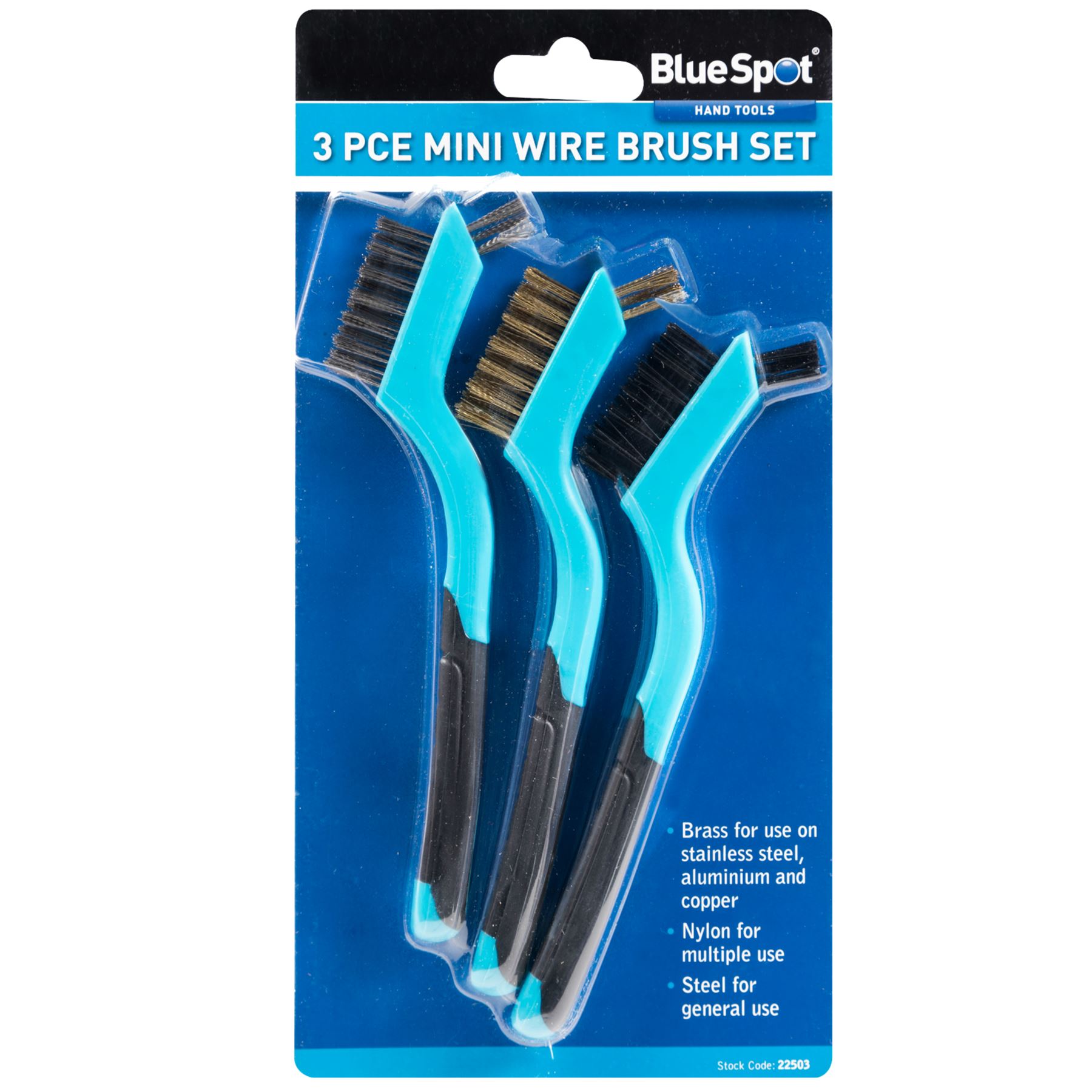 BlueSpot 3pc Soft Grip Mini Wire Brush With Small Tip Bristle Nylon Brass Steel eBay