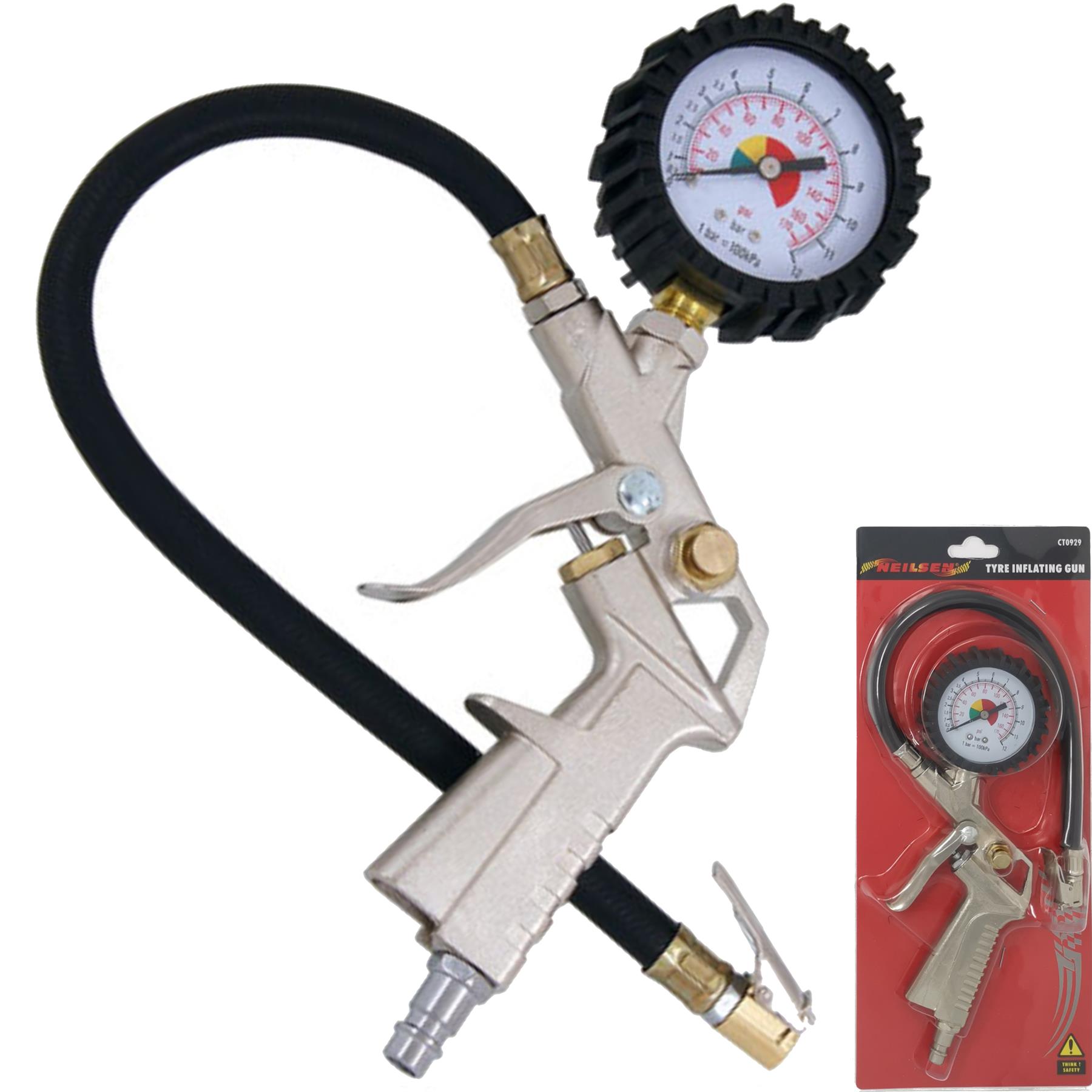 Neilsen Garage Air Line Tyre Pump Inflator Pressure Gauge For
