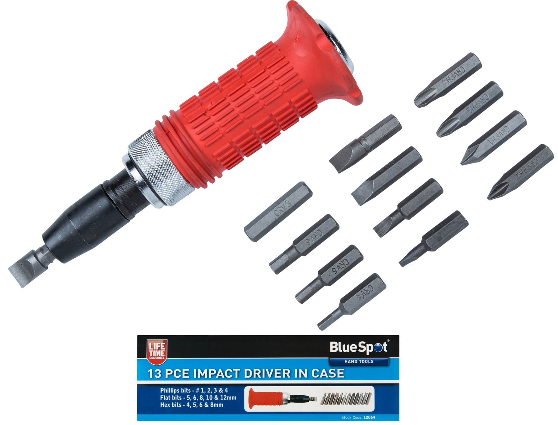 BlueSpot 18pc Reversible Impact Screwdriver Screw Socket Tool Bits Set 1//2 Drive