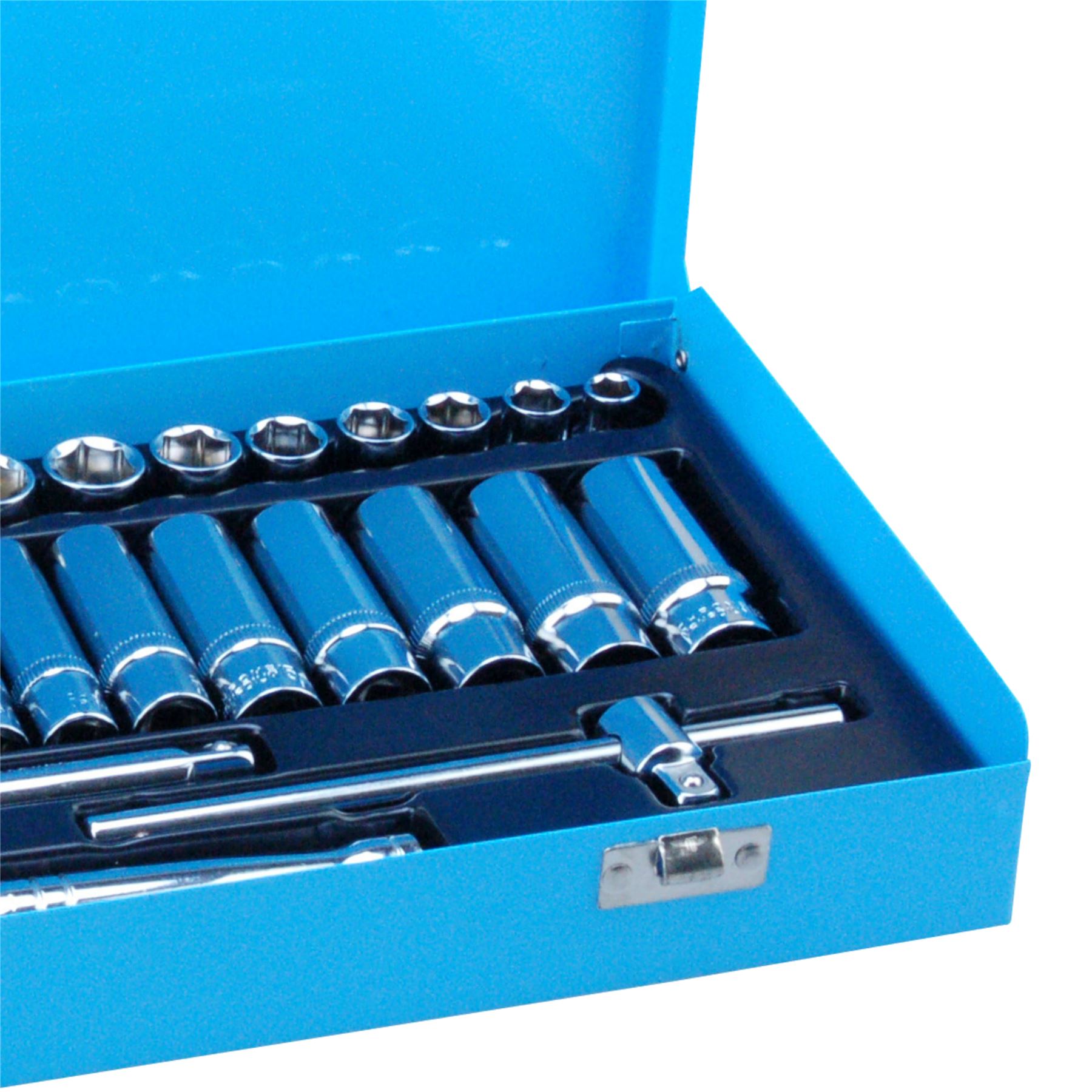 Bluespot 28pc Metric Standard & Deep Socket Set 3/8" Drive Ratchet 8mm 24mm 5028734015478 eBay