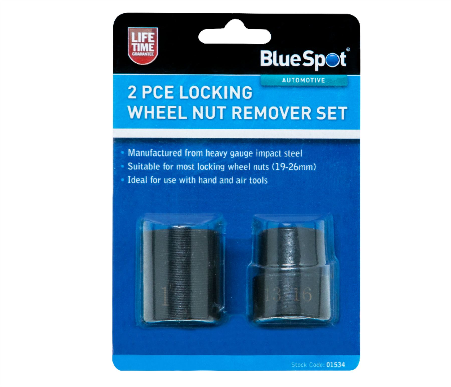 BlueSpot Locking Wheel Nut remover 19 26mm Emergency Lug Nut Socket