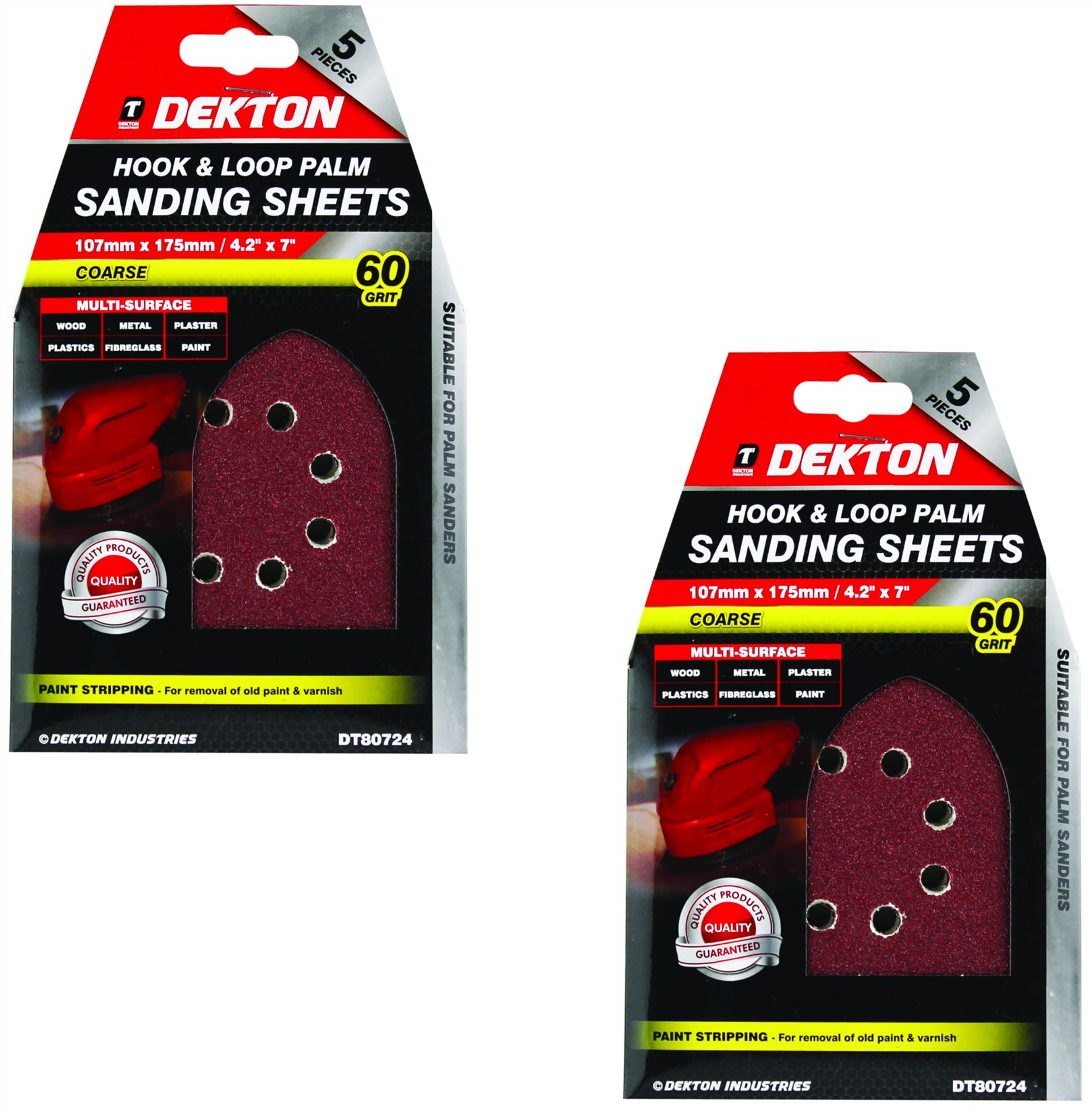 Dekton Detail Palm Sanding Pads Triangle Sheets 40 60 80 120 Or Mixed Grit 107mm - Picture 6 of 14