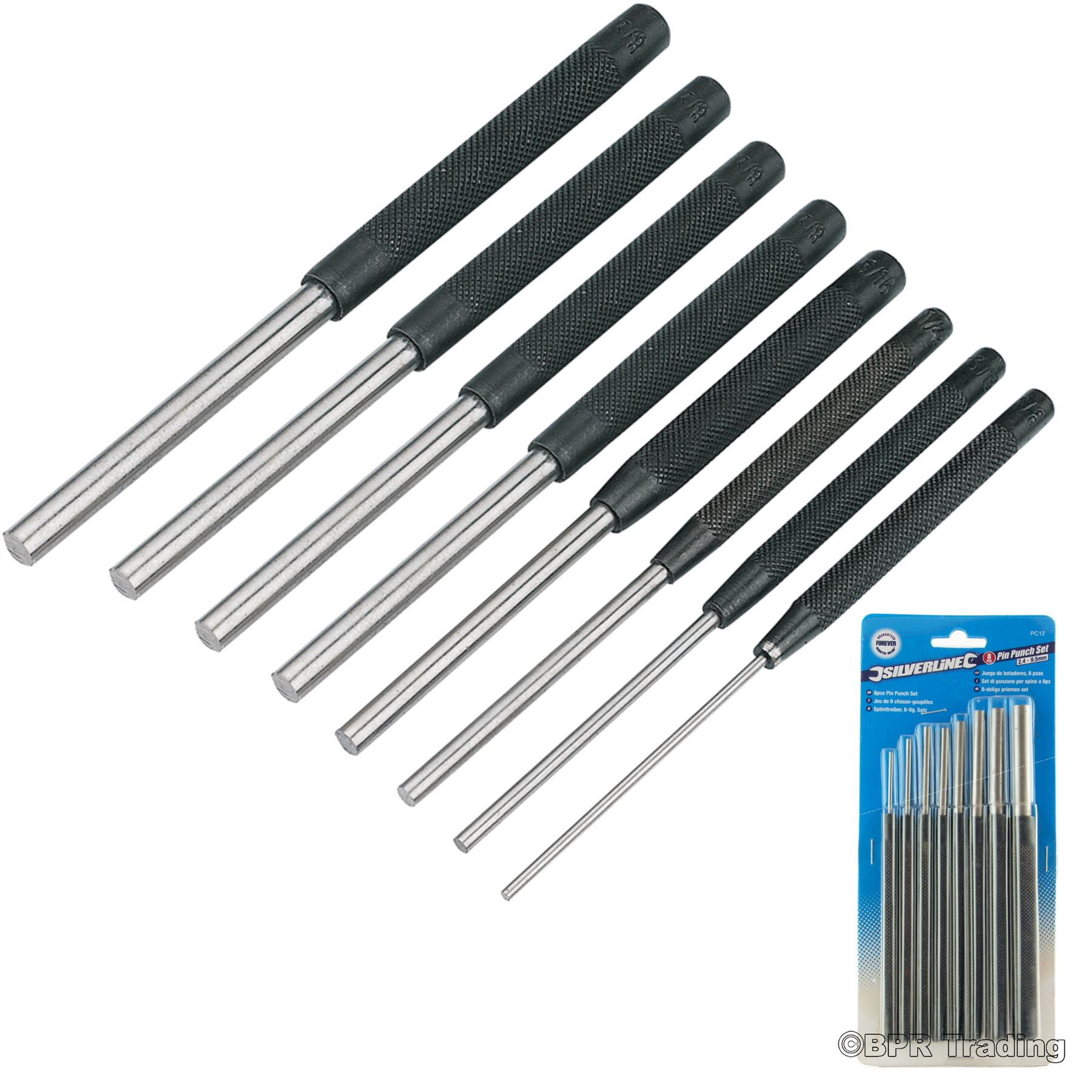 Silverline Pin Punch Set 8pce Hand Tools Mechanical Metal Holes Drill Punches eBay