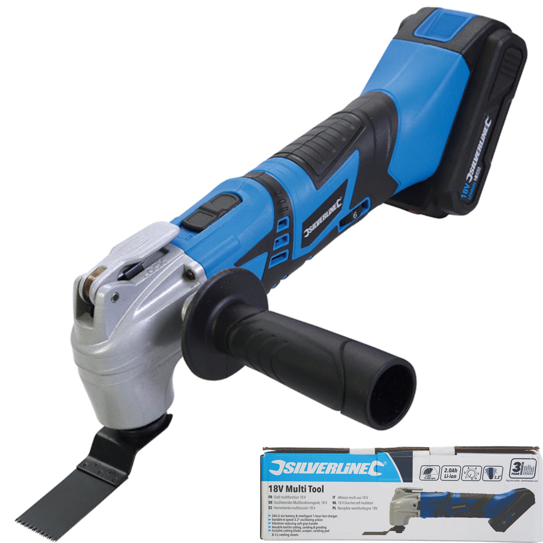 Silverline 18V Cordless Electric Oscillating Multi Power Tool 2Ah Li
