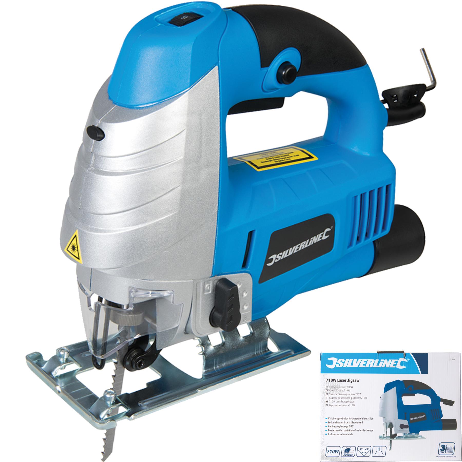 Silverline 710W Soft Grip Electric Laser Jigsaw Cutter Variable Speed