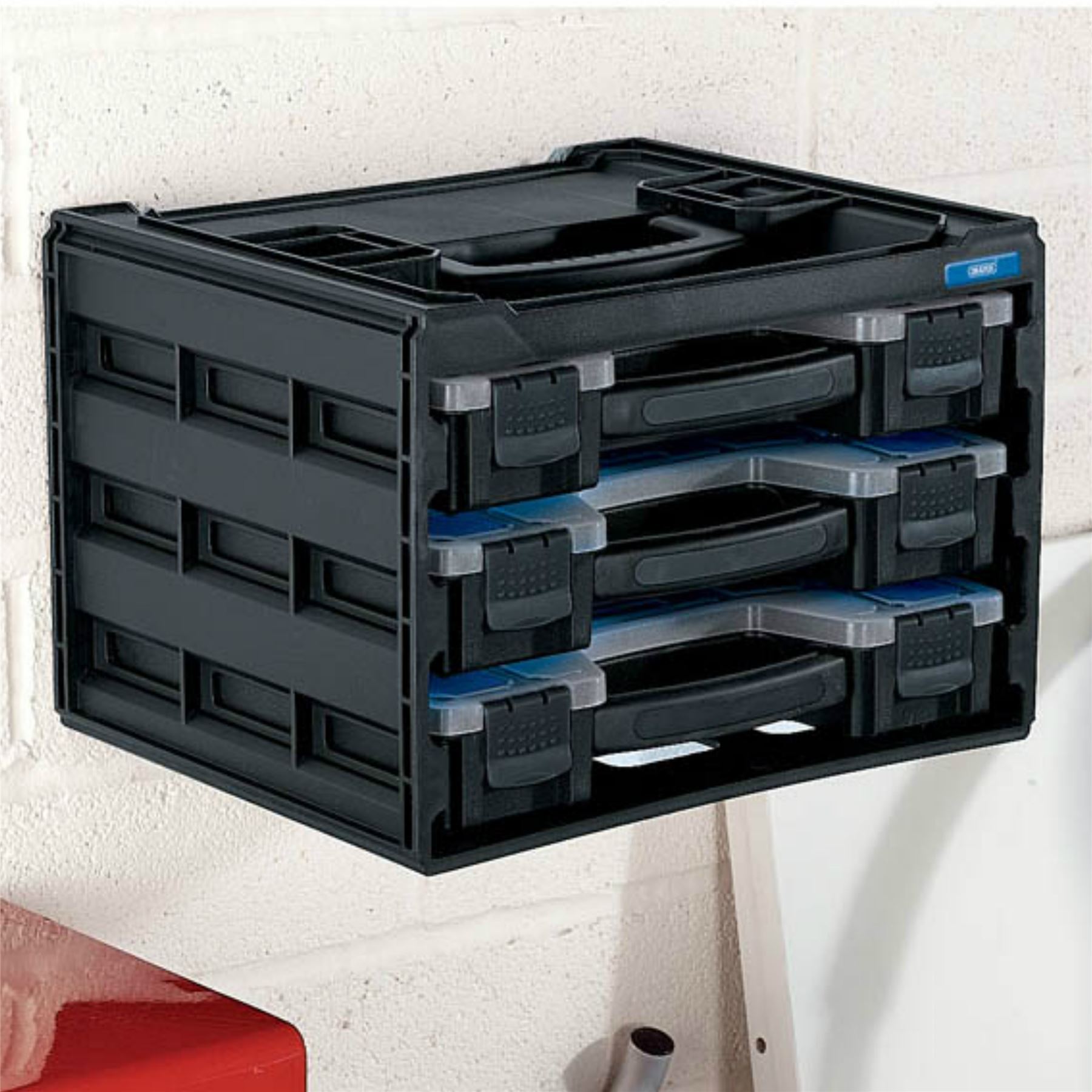 Draper 3 Tray Stacking Tool Box Garage Nuts Bolts Storage Organiser