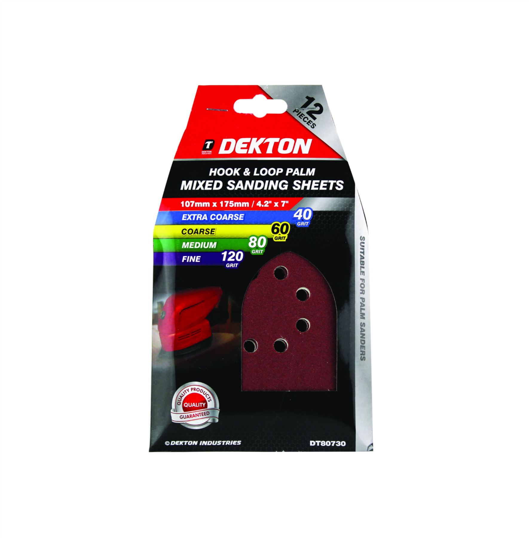 Dekton Detail Palm Sanding Pads Triangle Sheets 40 60 80 120 Or Mixed Grit 107mm - Picture 14 of 14