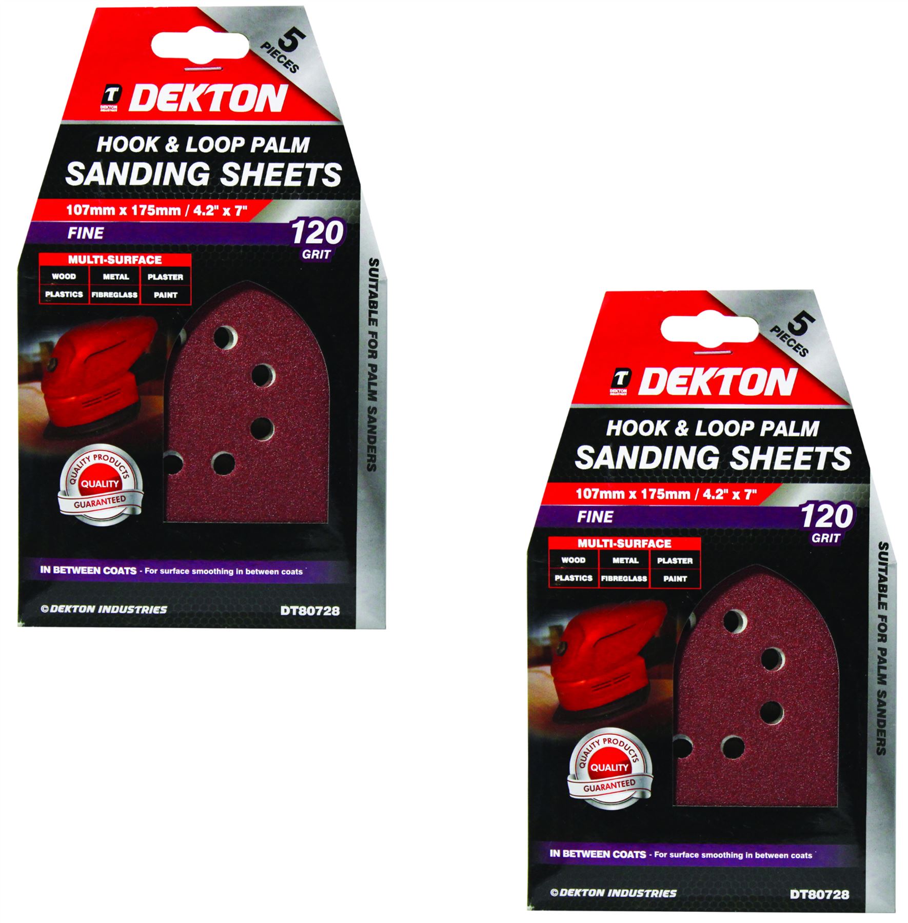 Dekton Detail Palm Sanding Pads Triangle Sheets 40 60 80 120 Or Mixed Grit 107mm - Picture 12 of 14