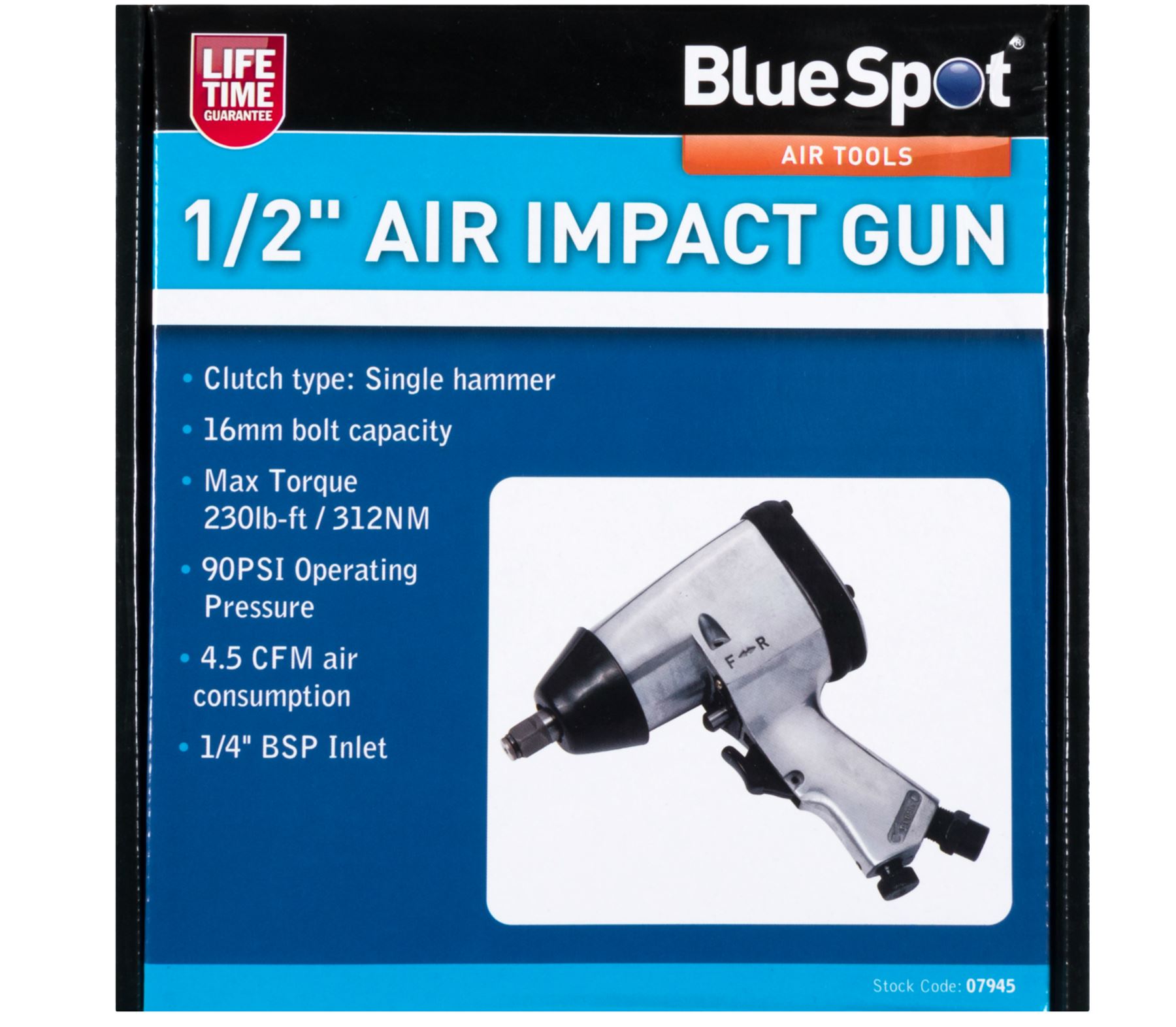 BlueSpot Air Impact Wrench Gun Air Compressor Tool For Sockets 1/2