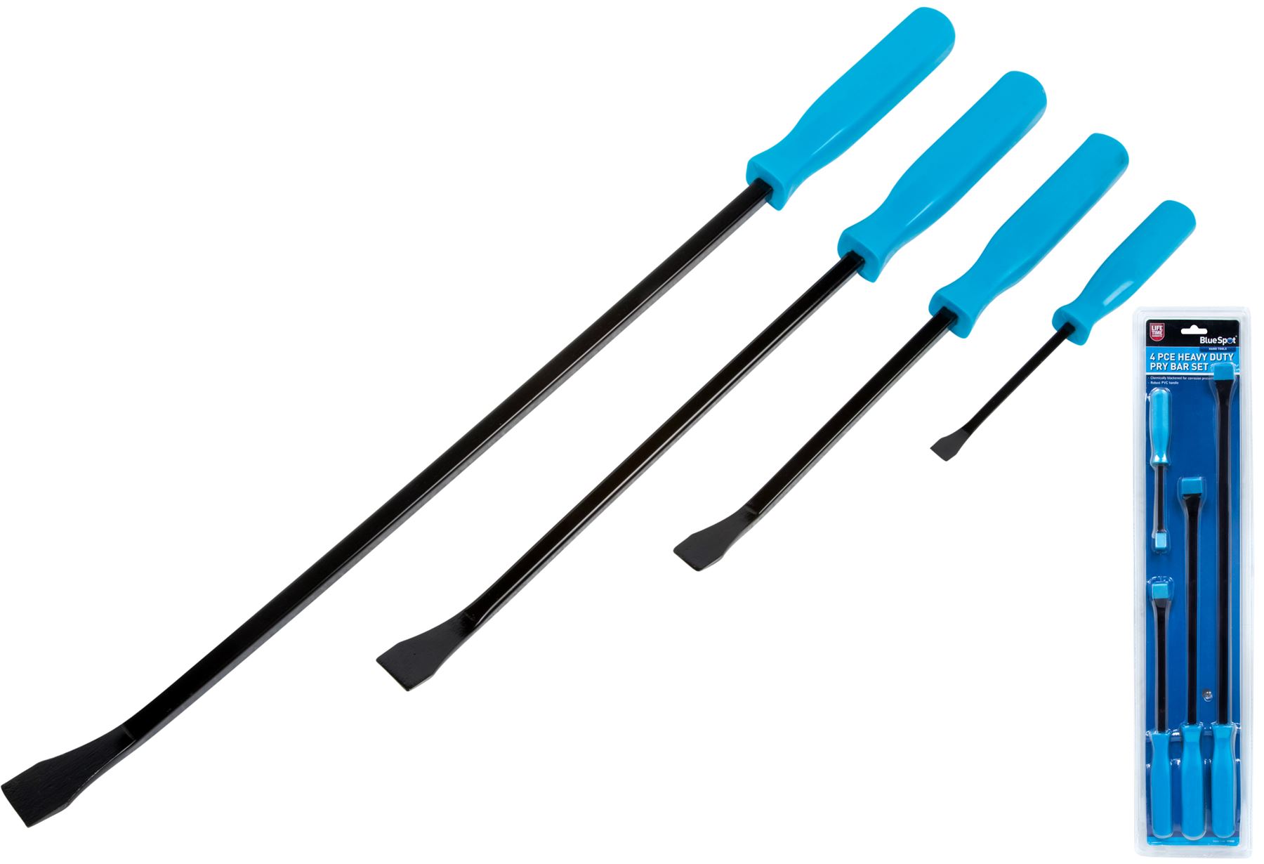 Bluespot 4pc Pry Crow Lever Bar Set Wrecking Puller Tool 200 300 450