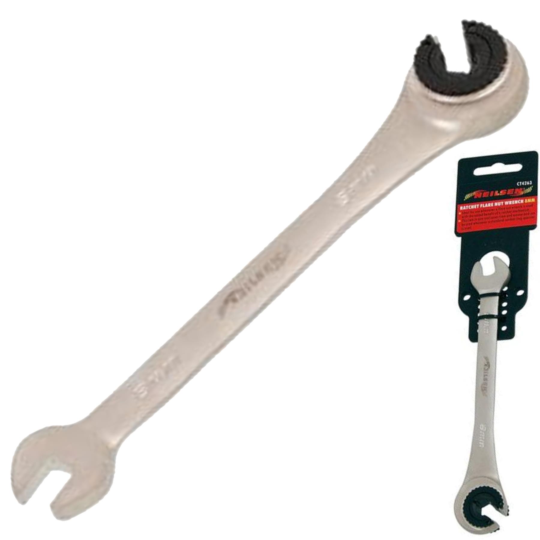 Neilsen 8mm Flare Nut Wrench Ratchet & Standard Open Ended Brake Pipe