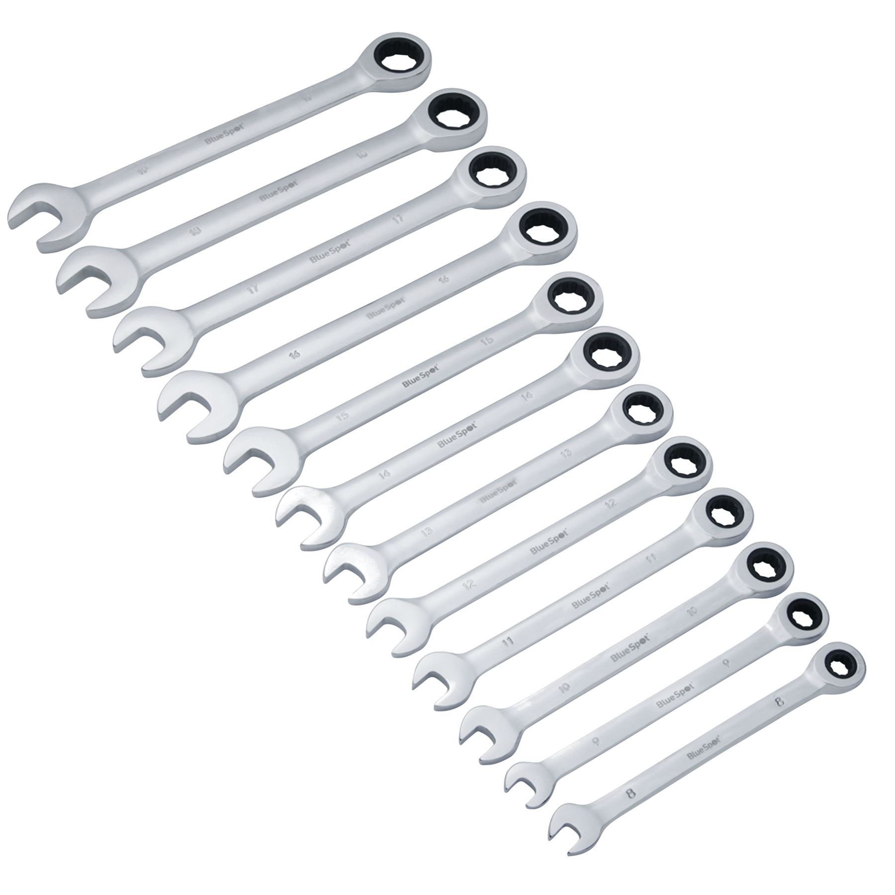 BlueSpot 12pc Combination Ratchet Spanner Set Ratcheting Ring Head 8mm