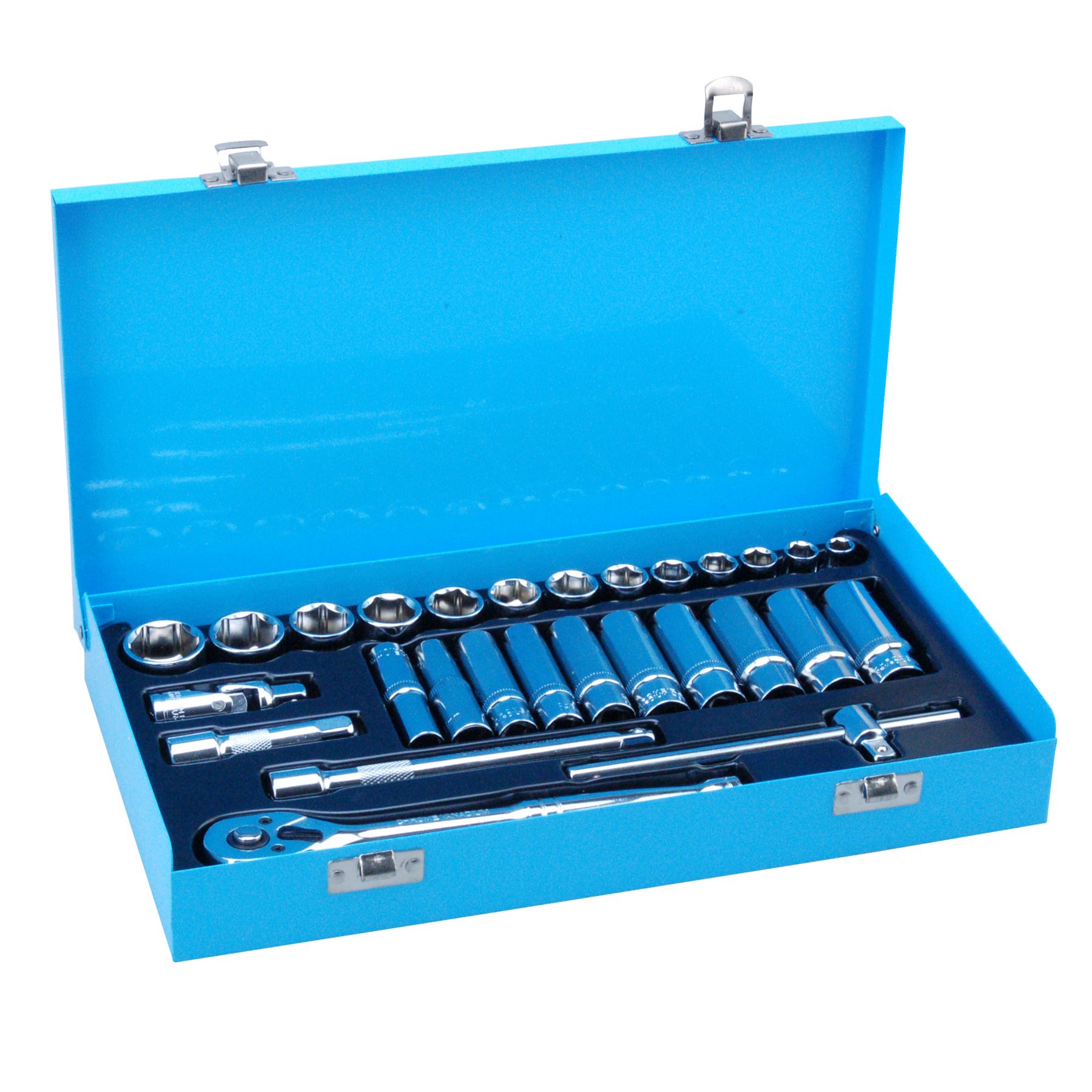 Bluespot 28pc Metric Standard & Deep Socket Set 3/8" Drive Ratchet 8mm 24mm 5028734015478 eBay