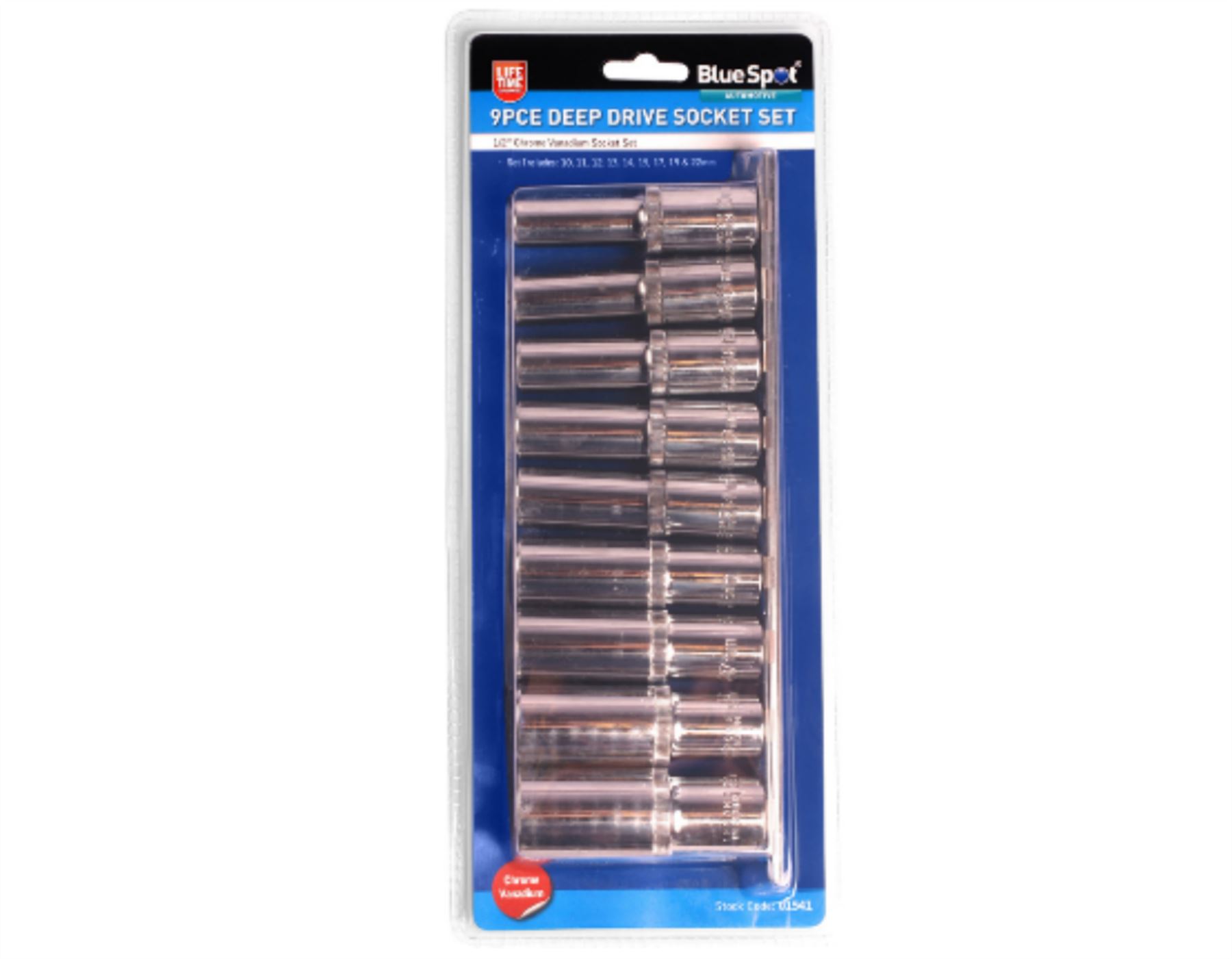 Bluespot Metric Deep Socket Set/ Long Reach Sockets On Rail 1/2" Drive