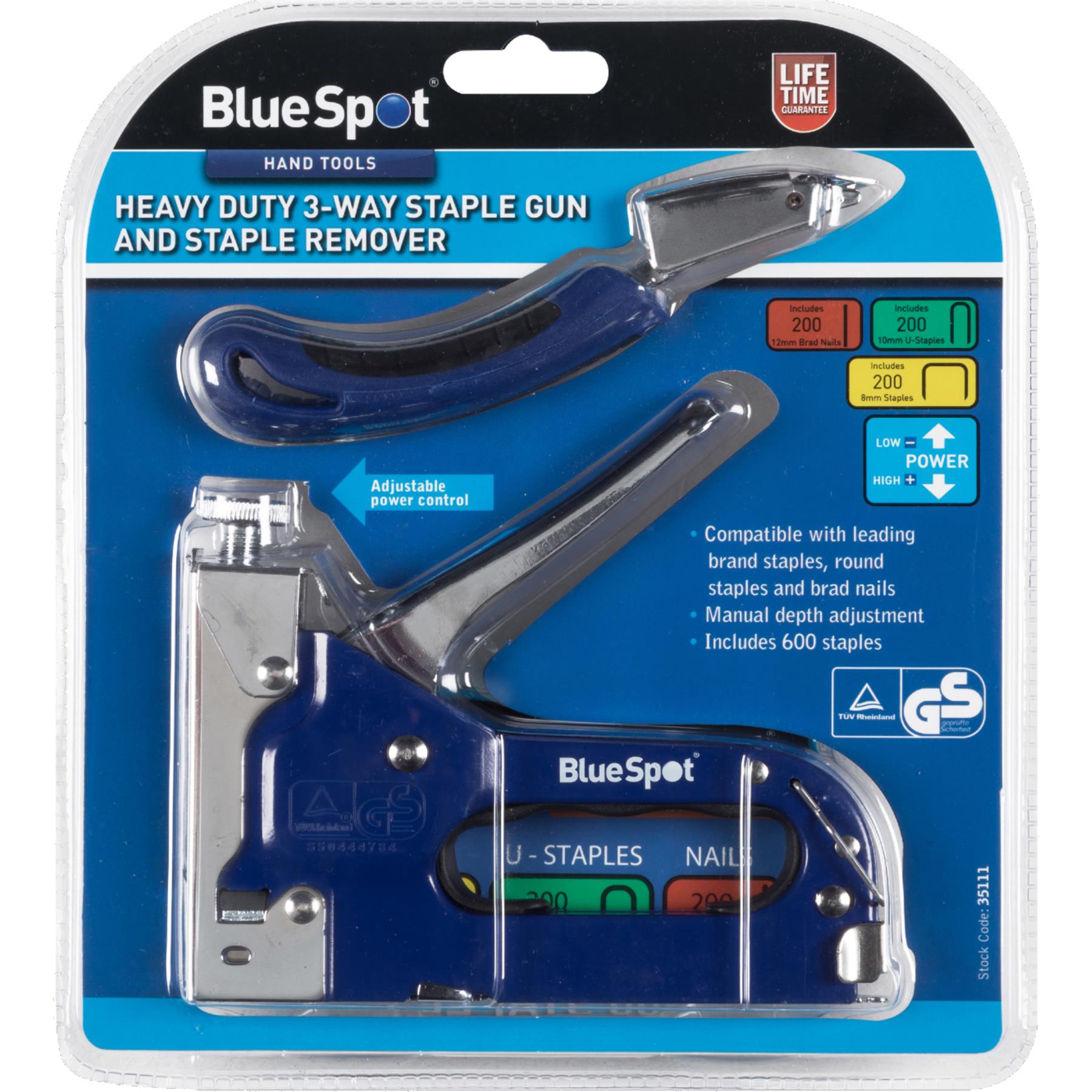 BlueSpot 3 Way Heavy Duty Staple Gun & Remover 600 Staples Adjustable Stapler 5028734351118 eBay