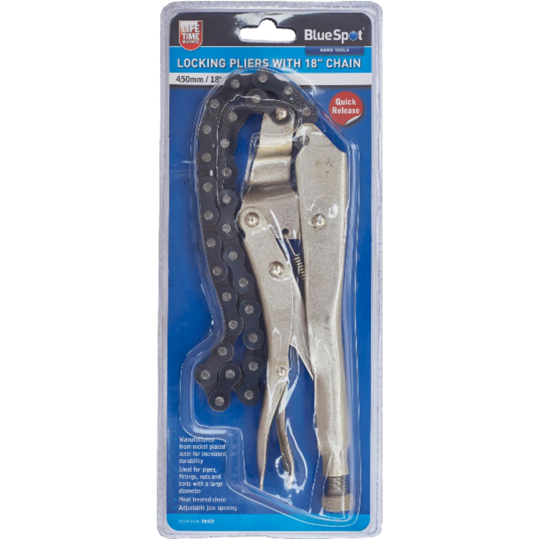 BlueSpot Adjustable Locking Mole Grip Chain Wrench Pliers Pipe Oil
