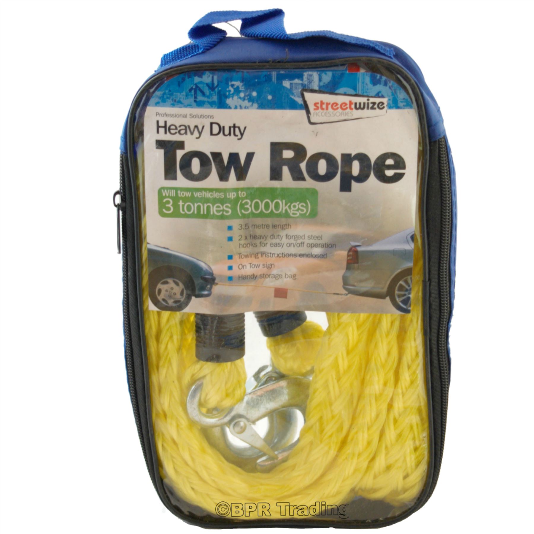 3 Ton Tonne Heavy Duty Vehicle Tow Rope Car Van Towing Strap Garage 3