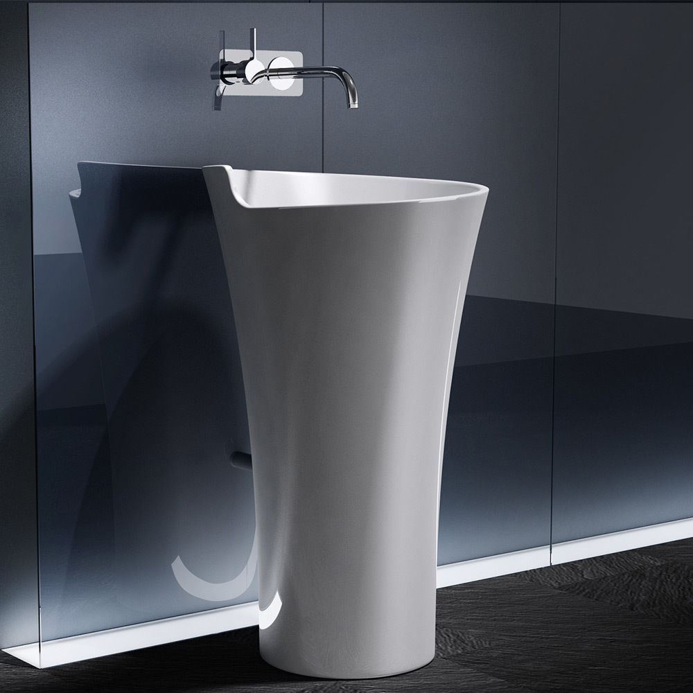 Designer Pedestal Freestanding Bathroom Ensuite Stone Basin Sink 530mm