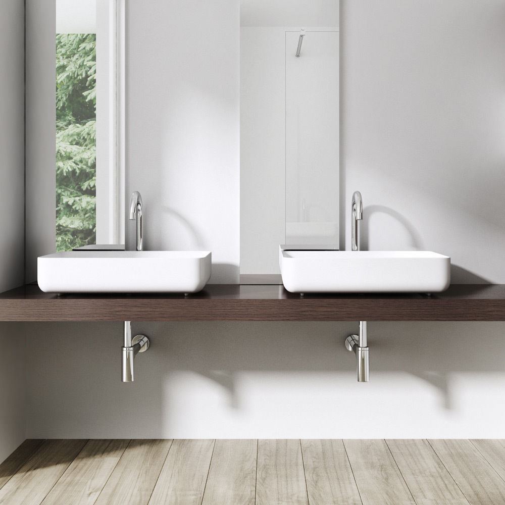 Durovin Slim Thin Wall Deep Fill Stone Resin Countertop Shelf Wash