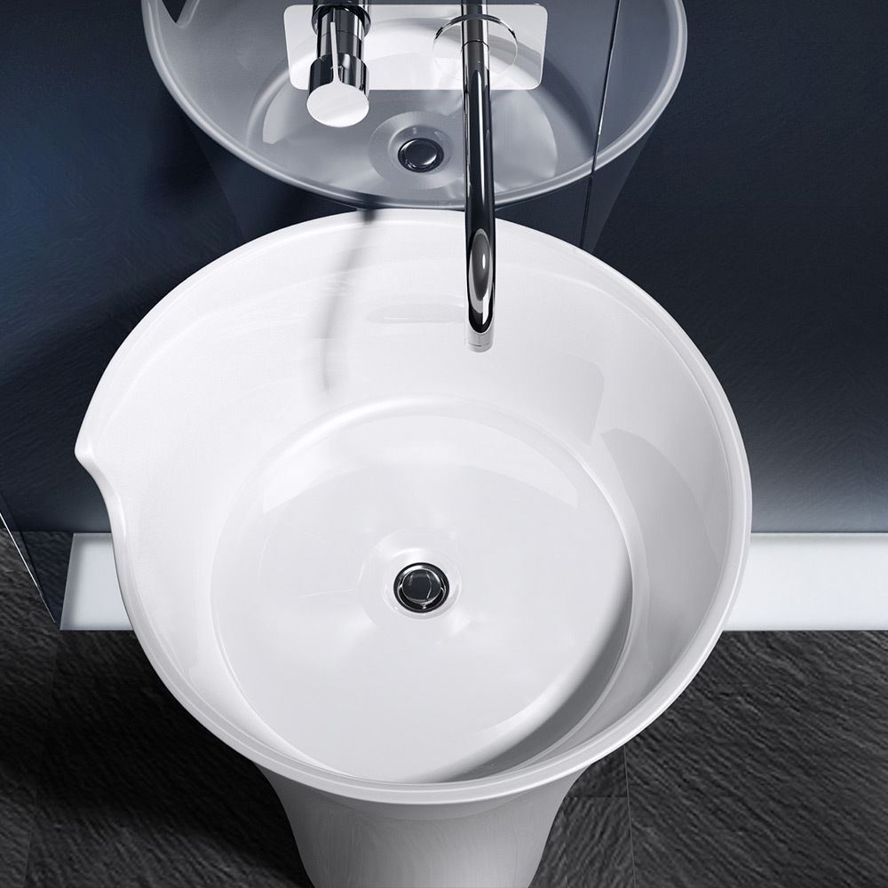 Designer Pedestal Freestanding Bathroom Ensuite Stone Basin Sink 530mm