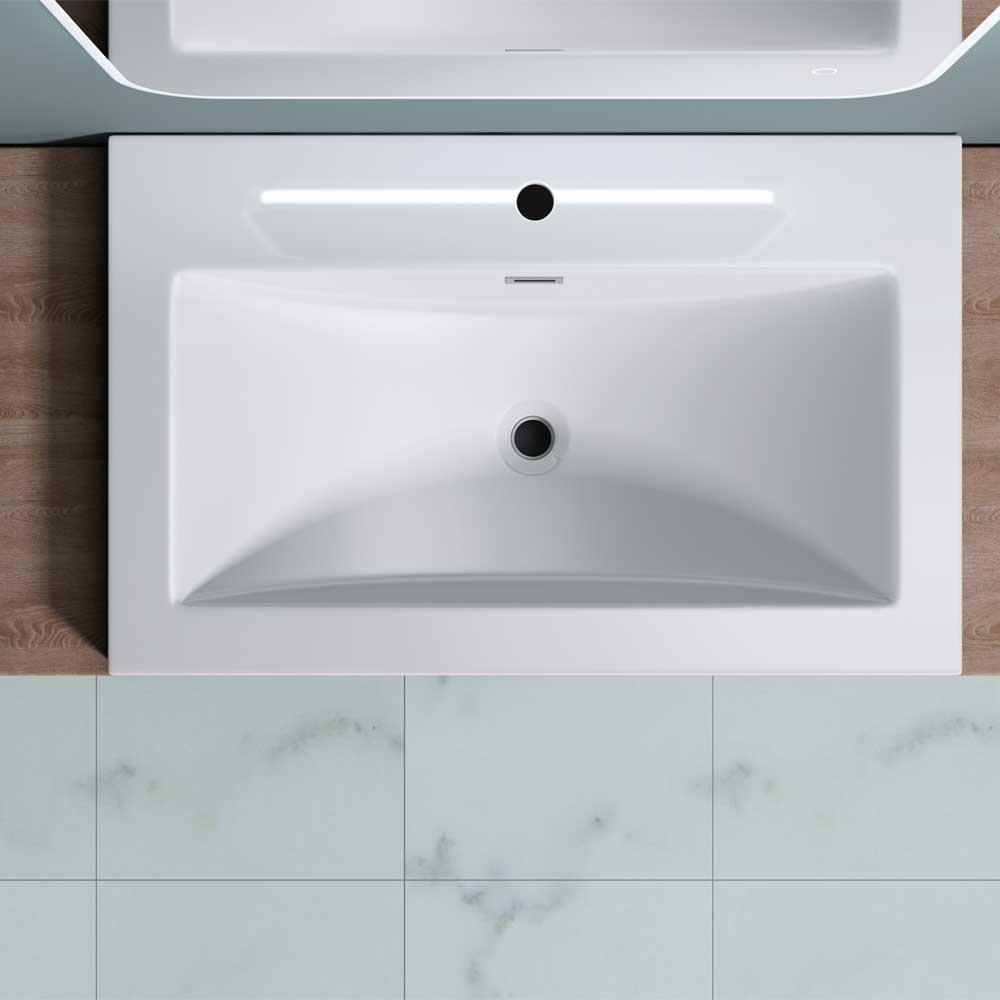 Bathroom Wash Basin Stone Rectangle Semi Recessed Sink Vanity 600/765/1000x480mm - Picture 12 of 15