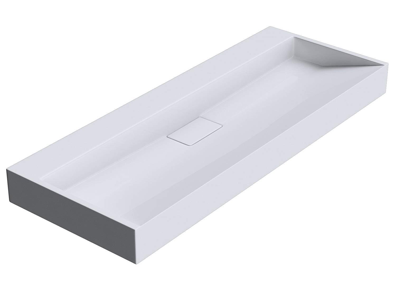 BATHROOM WASH BASIN Stone Wall Hung Countertop No Tap Hole & Waste Plug