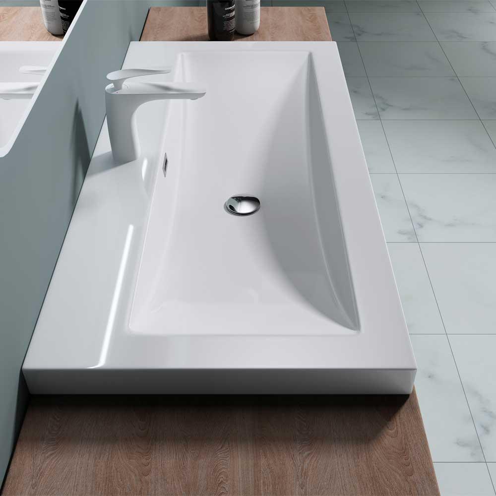 Bathroom Wash Basin Stone Rectangle Semi Recessed Sink Vanity 600/765/1000x480mm - Picture 15 of 15