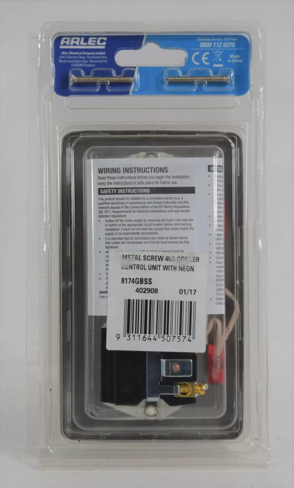 Cooker Switch Socket Black Nickel Chrome Stainless Steel 45A Control Unit - Picture 21 of 21