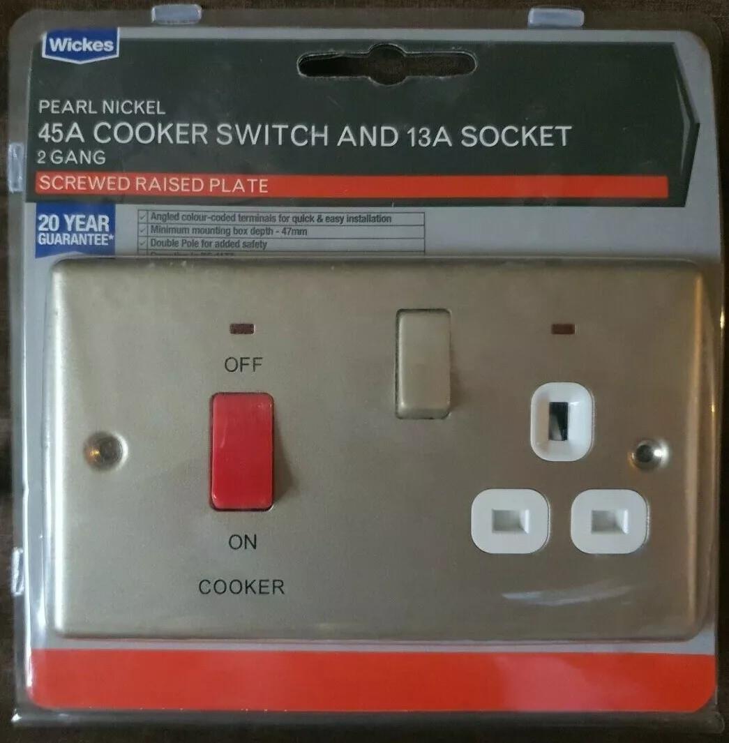 Cooker Switch Socket Black Nickel Chrome Stainless Steel 45A Control Unit - Picture 16 of 21