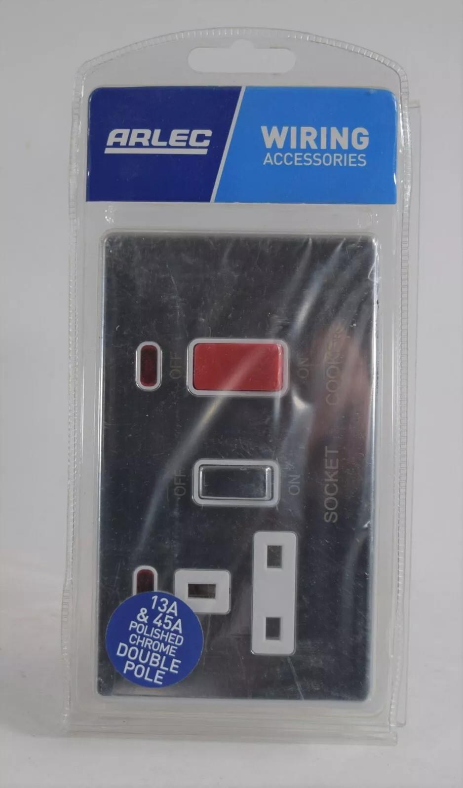 Cooker Switch Socket Black Nickel Chrome Stainless Steel 45A Control Unit - Picture 10 of 21