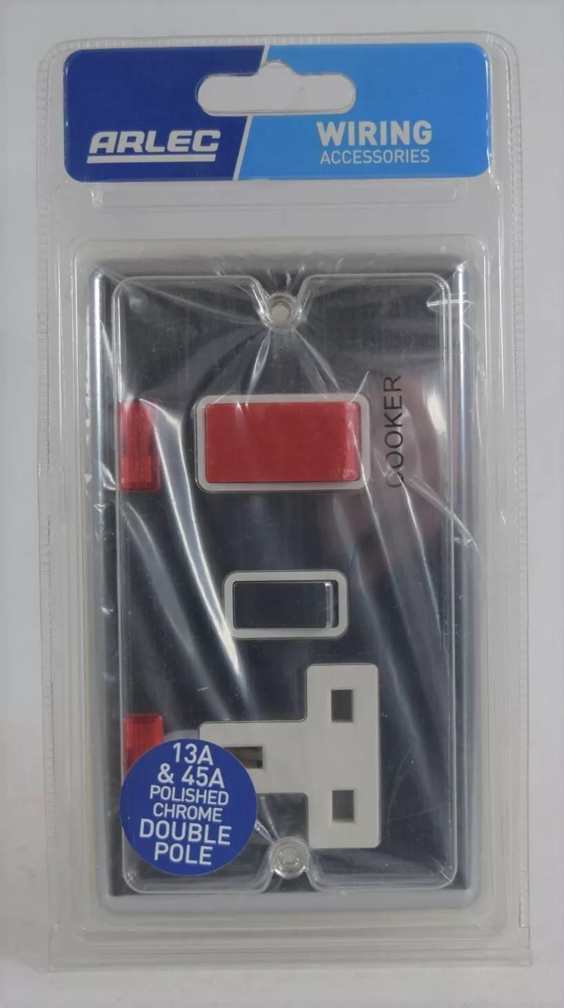 Cooker Switch Socket Black Nickel Chrome Stainless Steel 45A Control Unit - Picture 13 of 21