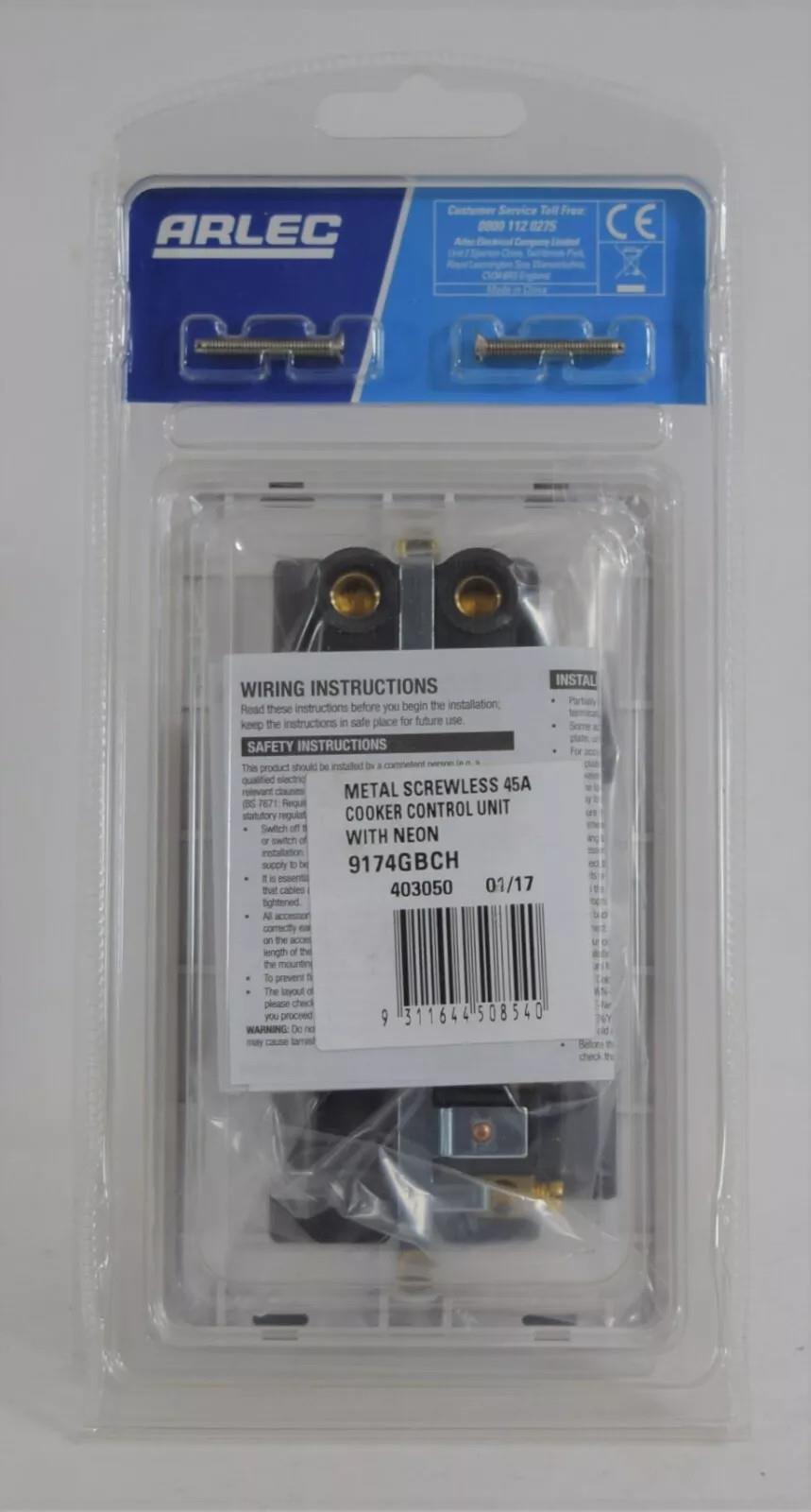 Cooker Switch Socket Black Nickel Chrome Stainless Steel 45A Control Unit - Picture 11 of 21
