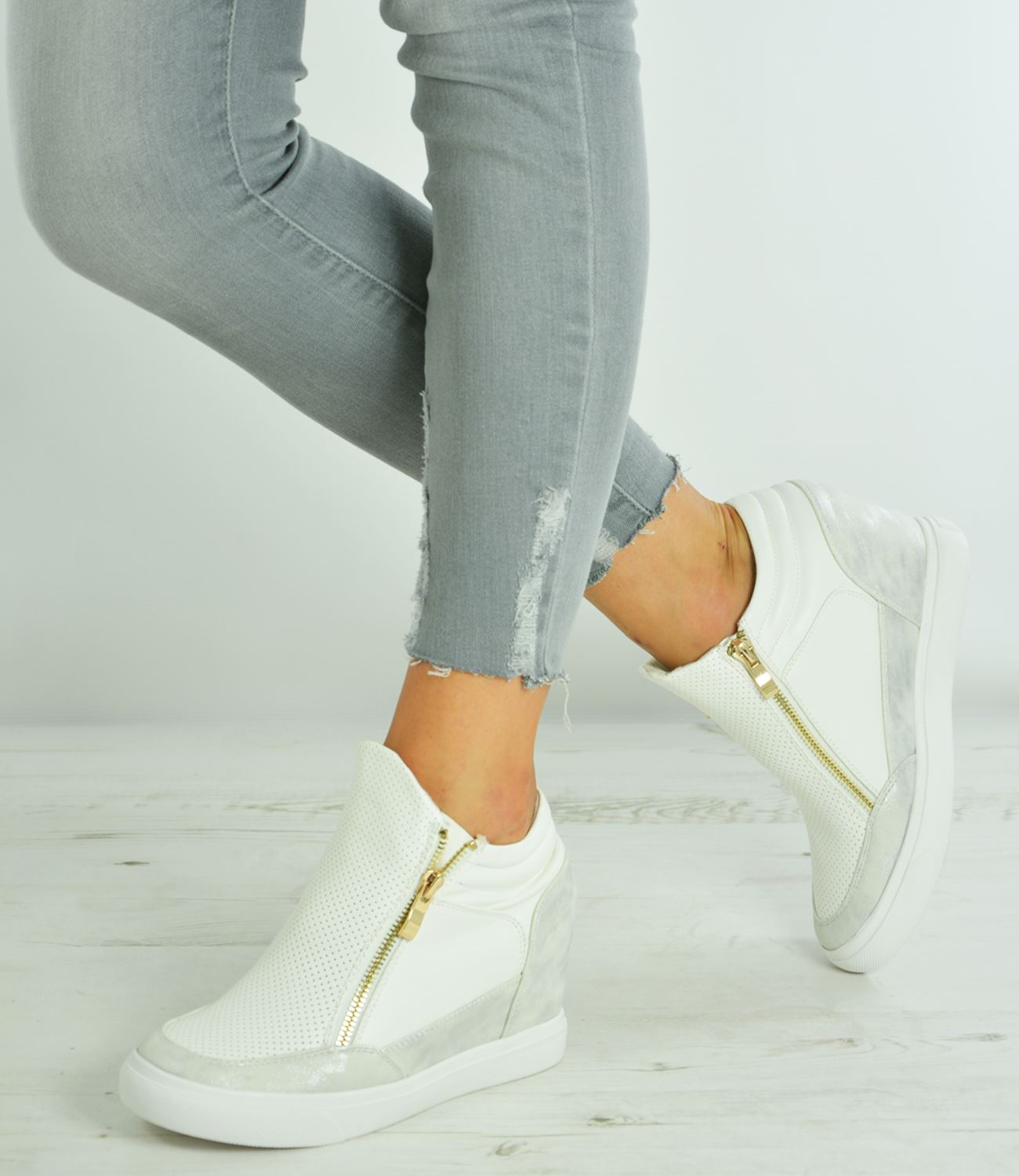 ladies trainers with side zip