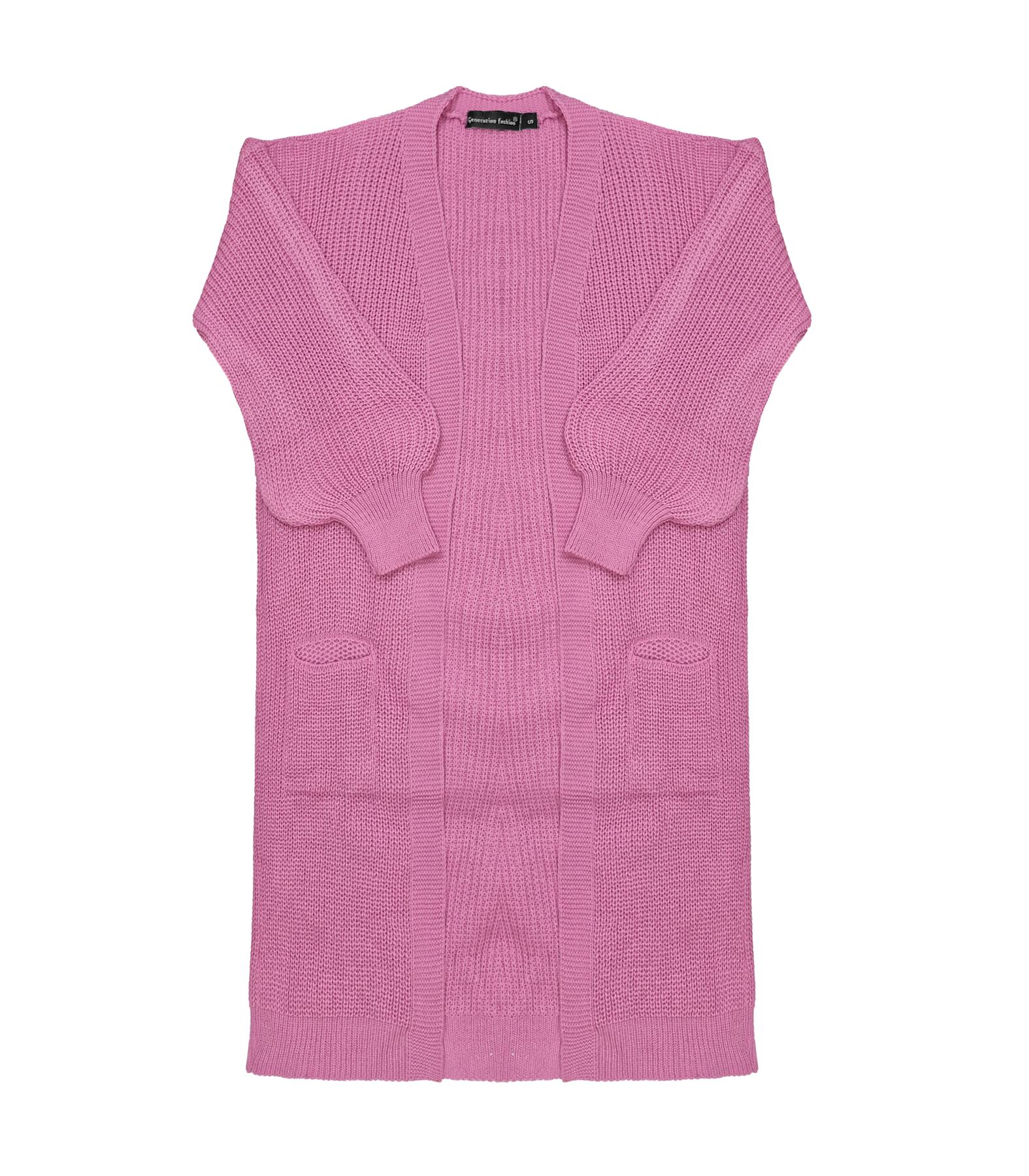 Ladies Women Knitted Balloon Sleeve Boyfriend Open Front Long Cardigan Dress Top - Picture 11 of 23