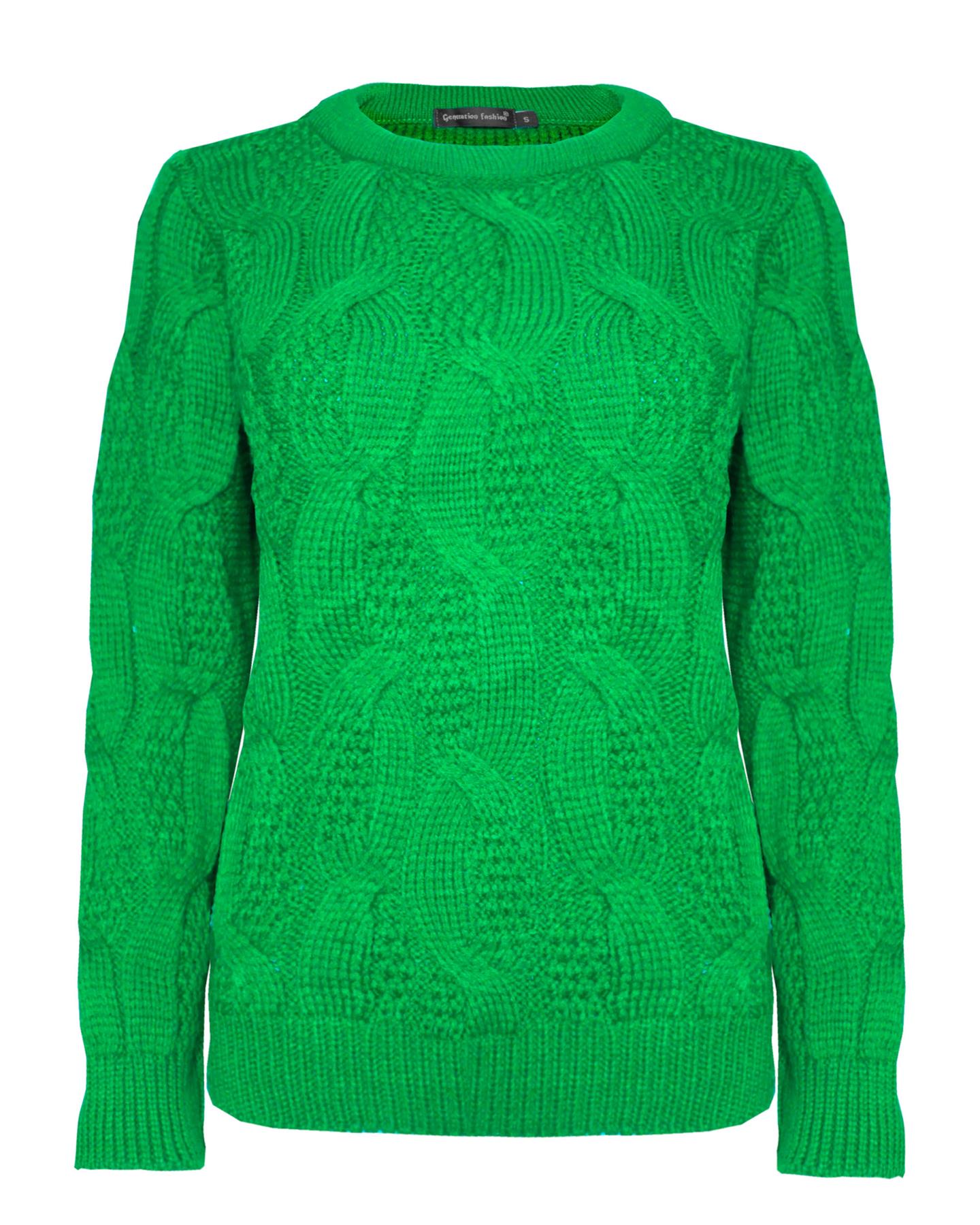 New Ladies Women Knitted Sweater Crew Neck Cable Knit Jumper Top Long Sleeve - Picture 10 of 14