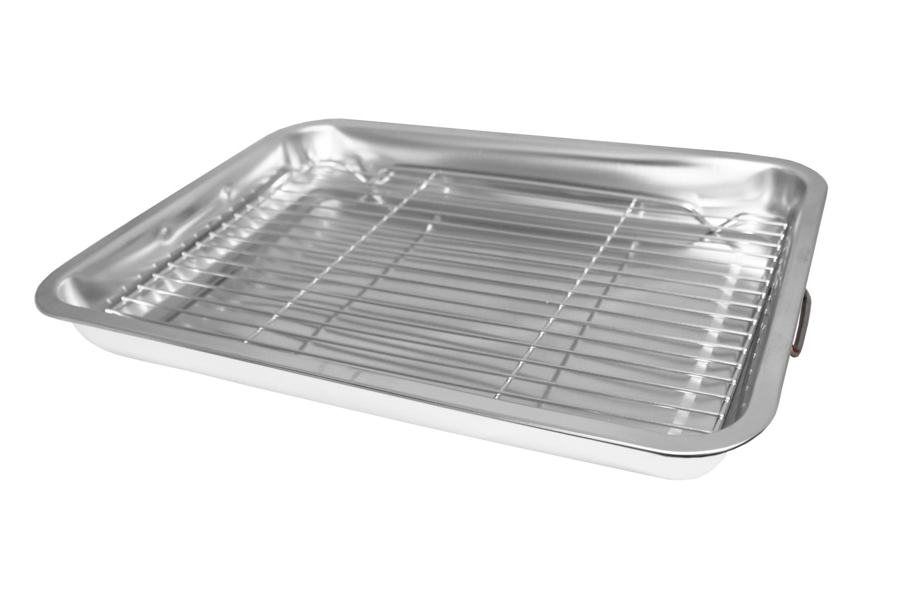 New Stainless steel Roasting Tin Oven Baking Tray Grill Pan with Removable Rack - Picture 7 of 8