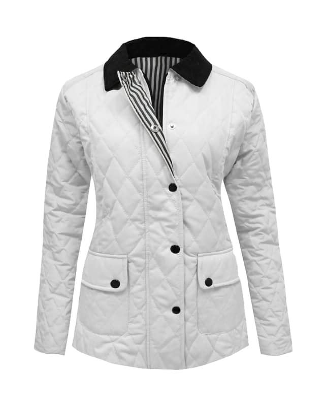 Long Sleeve Quilted Padded Winter Coat Button ZipUp Top Ladies Women