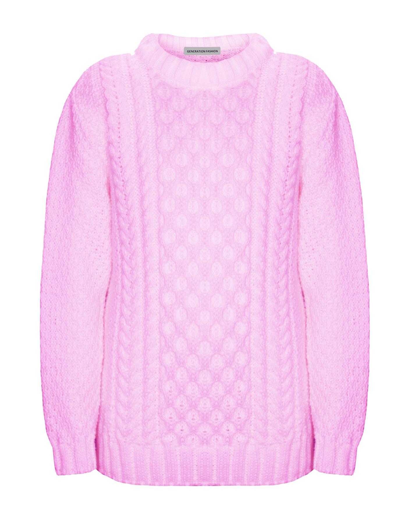 Neu Damen Strickpullover Langarm Zopfmuster Pullover Rundhalsausschnitt Pulli Oberteil - Bild 22 von 29