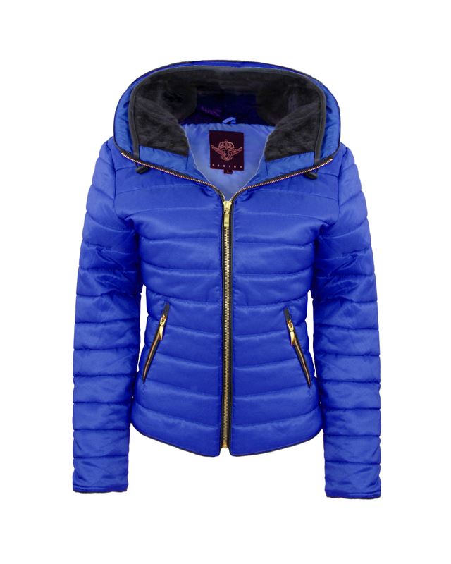 Ladies Womens Quilted Padded Puffer Thick Long Sleeves Bubble Jacket Hooded Coat - Picture 8 of 27