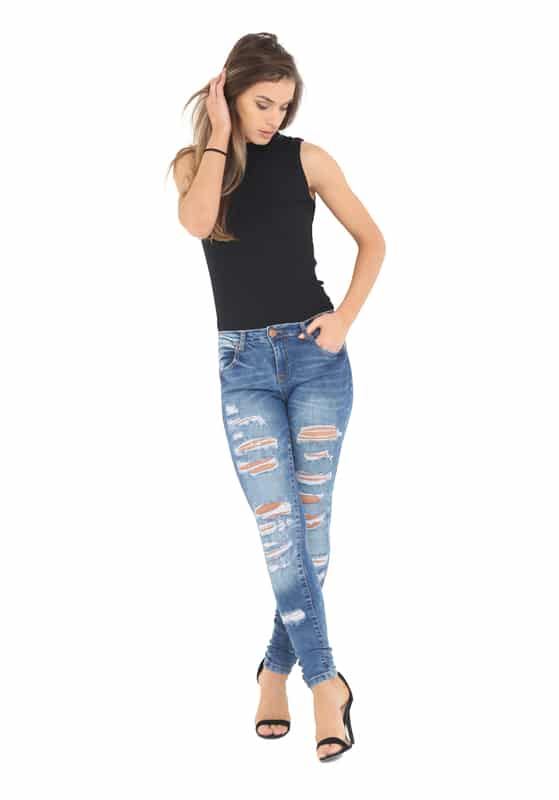 NEW Women Ladies Stretch Ripped Slim Fit Skinny Denim Jeans Jegging 6 8 12 14 16 - Picture 12 of 16