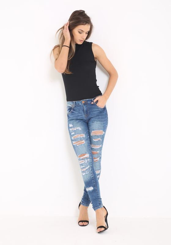 NEW Women Ladies Stretch Ripped Slim Fit Skinny Denim Jeans Jegging 6 8 12 14 16 - Picture 6 of 16