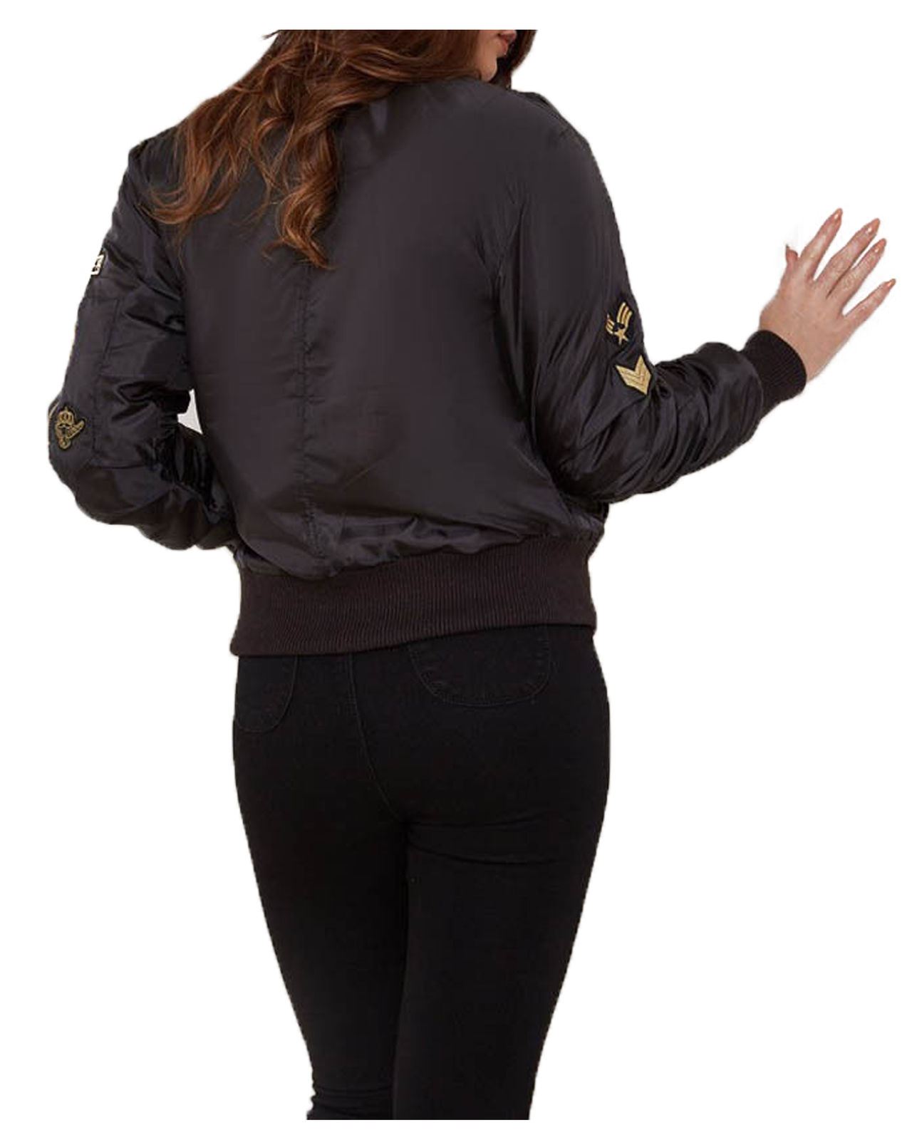 Ladies Women US ARMY Comando Patch MA-1 Bomber Biker Jacket WINTAGE Classic COAT - Picture 3 of 8