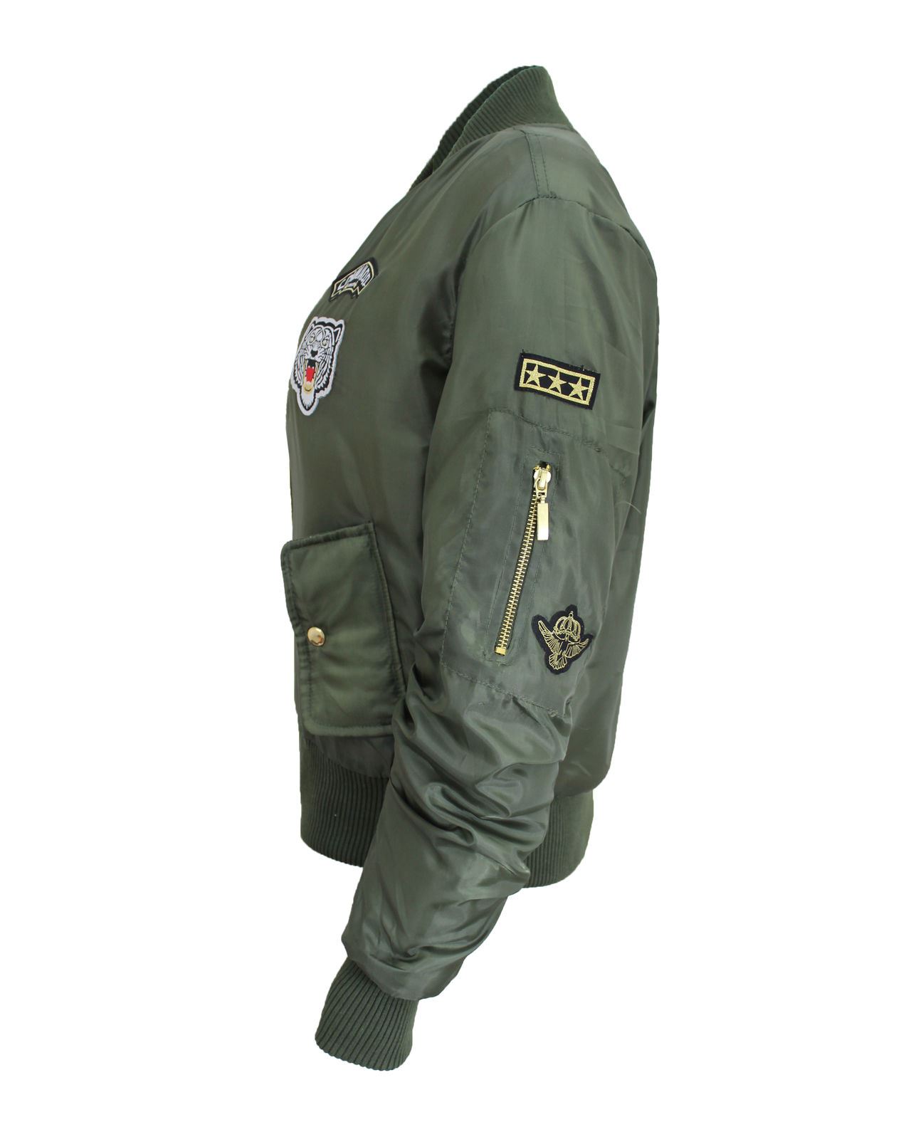 Ladies Women US ARMY Comando Patch MA-1 Bomber Biker Jacket WINTAGE Classic COAT - Picture 6 of 8