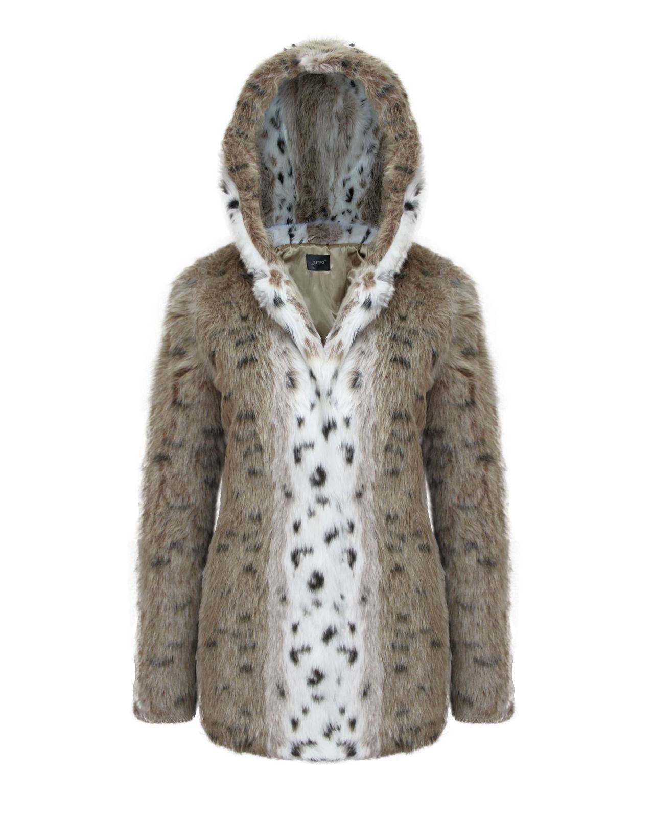 LADIES WOMENS BLACK FAUX FUR JACKET POM POM HOODED POCKET LONG PLAIN