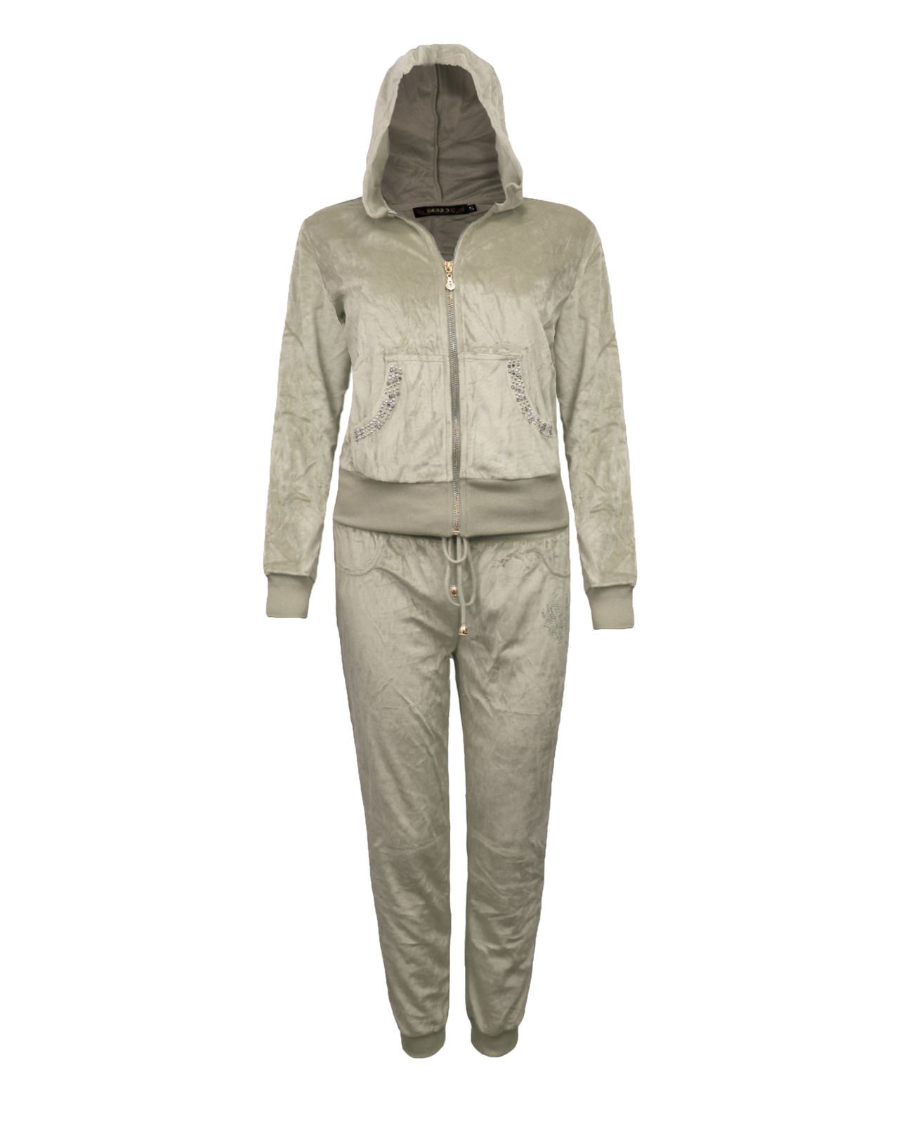 LADIES Womens VELOUR Jogging Suit RHINESTONE Lounge suit TRACKSUIT 8 10