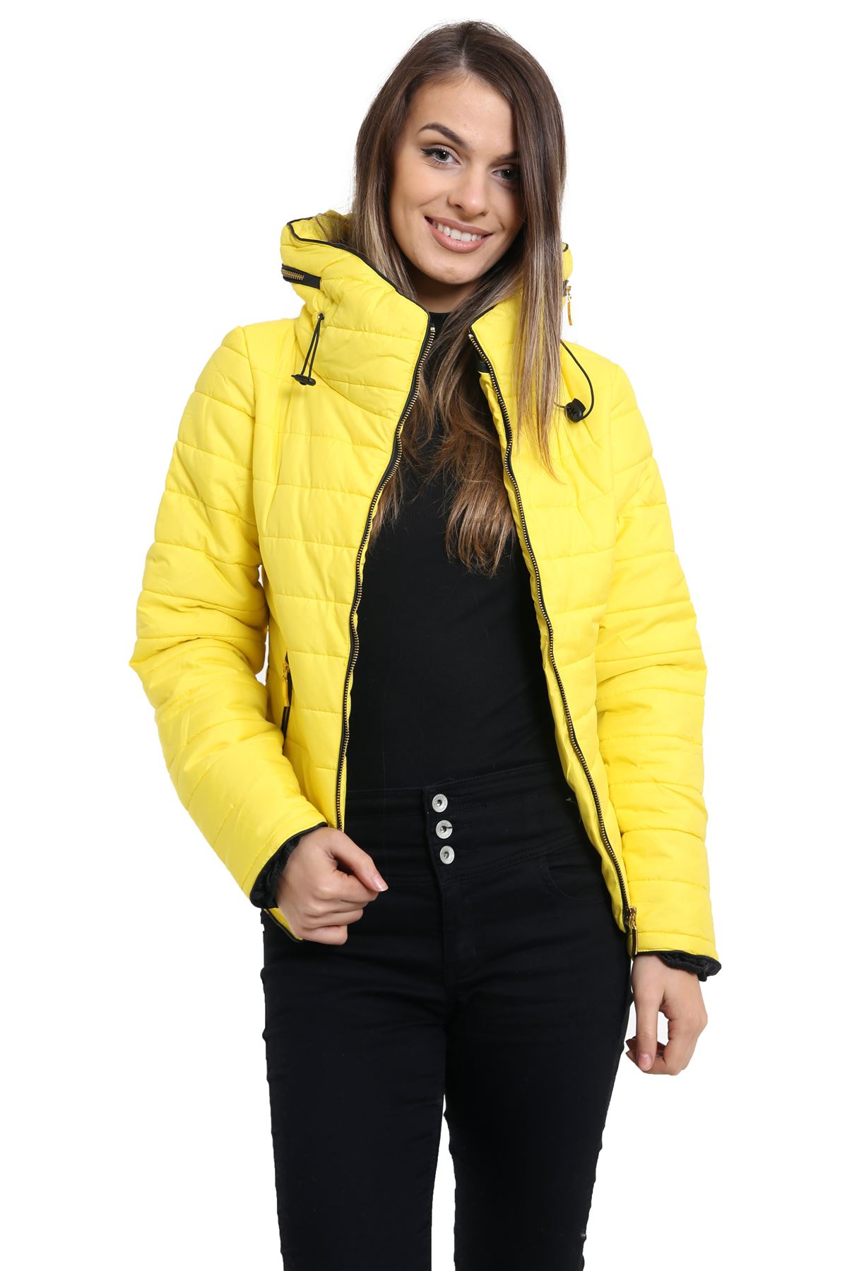 Ladies Womens Quilted Padded Puffer Thick Long Sleeves Bubble Jacket Hooded Coat - Picture 27 of 27