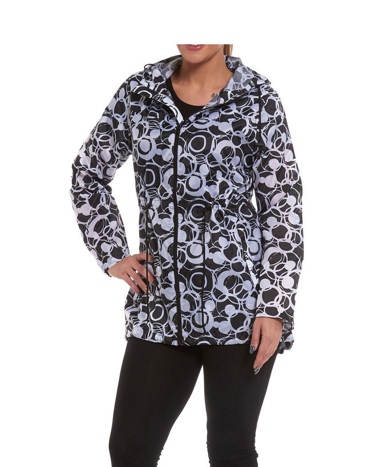 Ladies Womens Floral Rain Mac RAINCOAT Pac Away Fishtail JACKET S M L