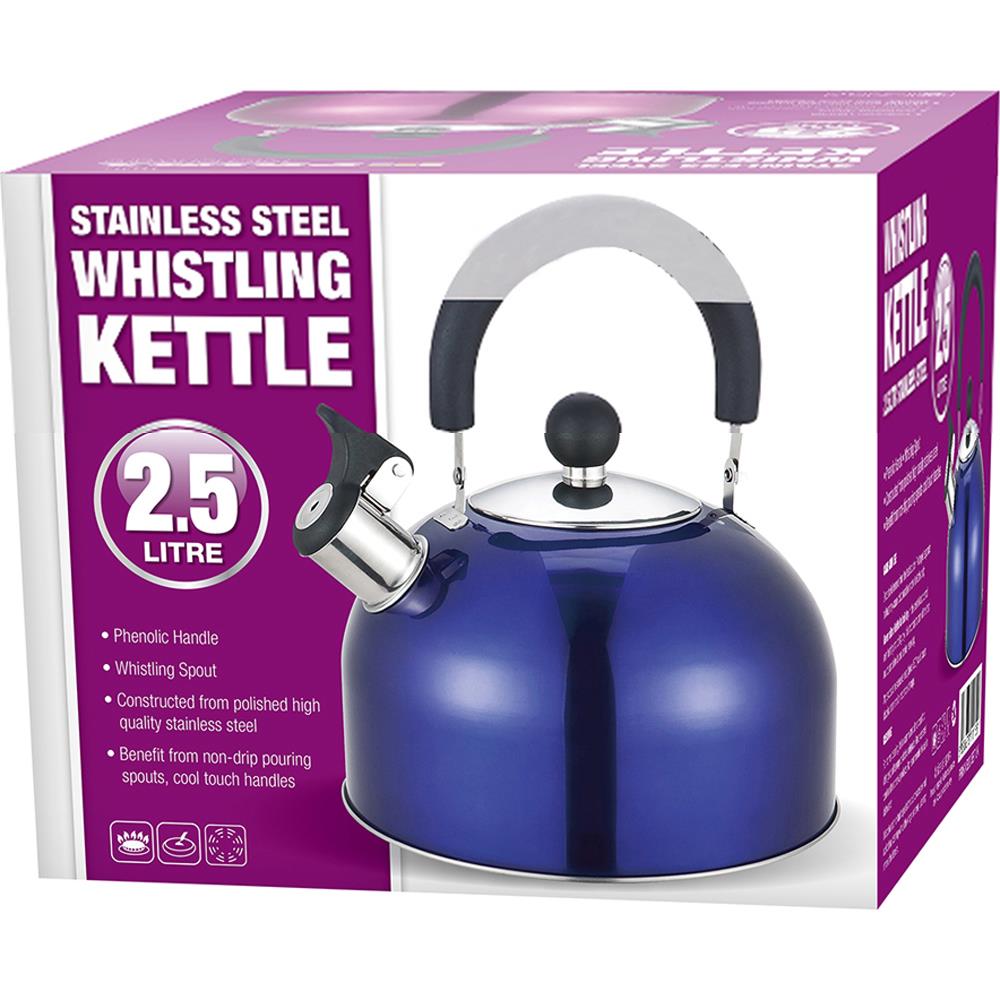 2.5L Stainless Steel Whistling Camping Kettle Cordless Gas Hob Kitchen