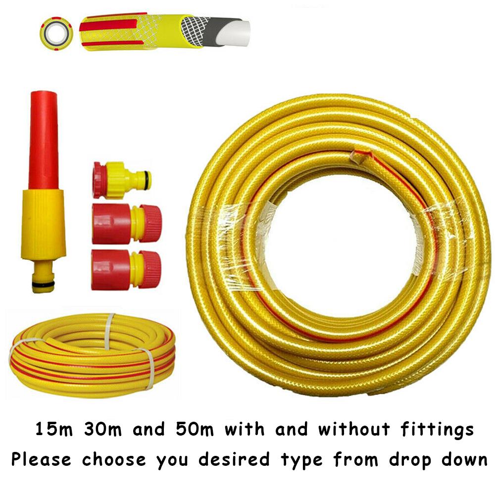 15M 30M ANTI KINK REINFORCED YELLOW GARDEN HOSE WATER PIPE REEL OUTDOOR HOSEPIPE eBay